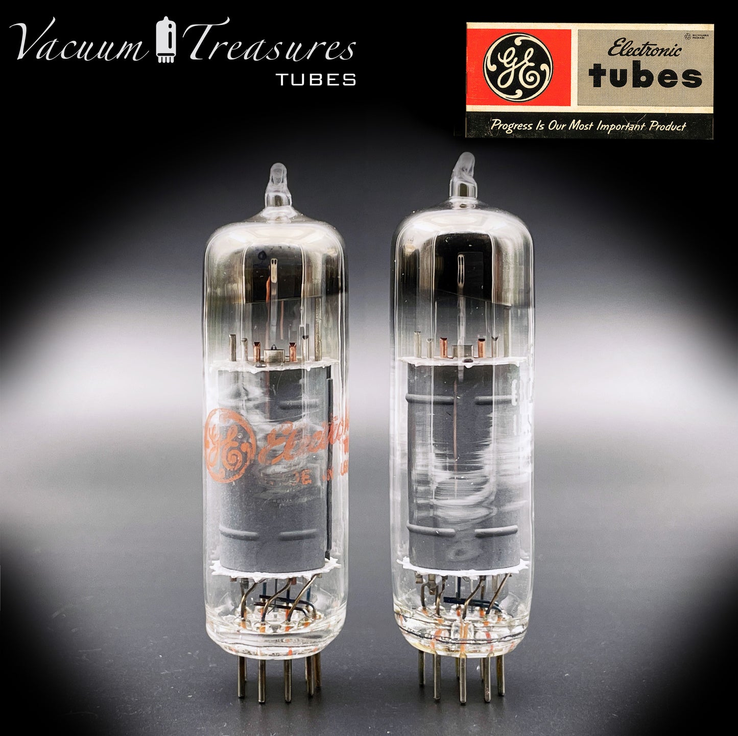 6BQ5 / EL84 GE Gray Plates Halo Getter Matched Pair Tubes Made in USA