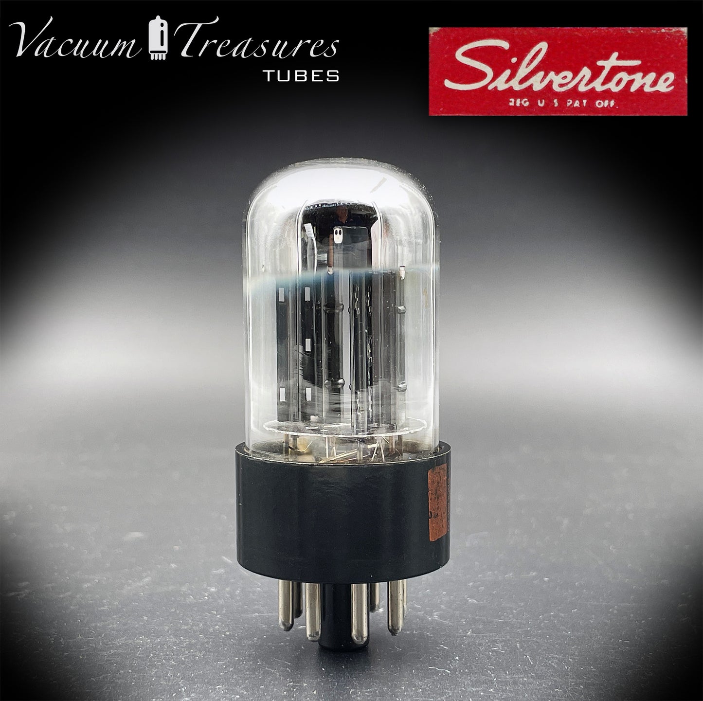 6SN7GTB NOS NIB Silvertone by SYLVANIA CHROME TOP Tested Tube Black Plates USA