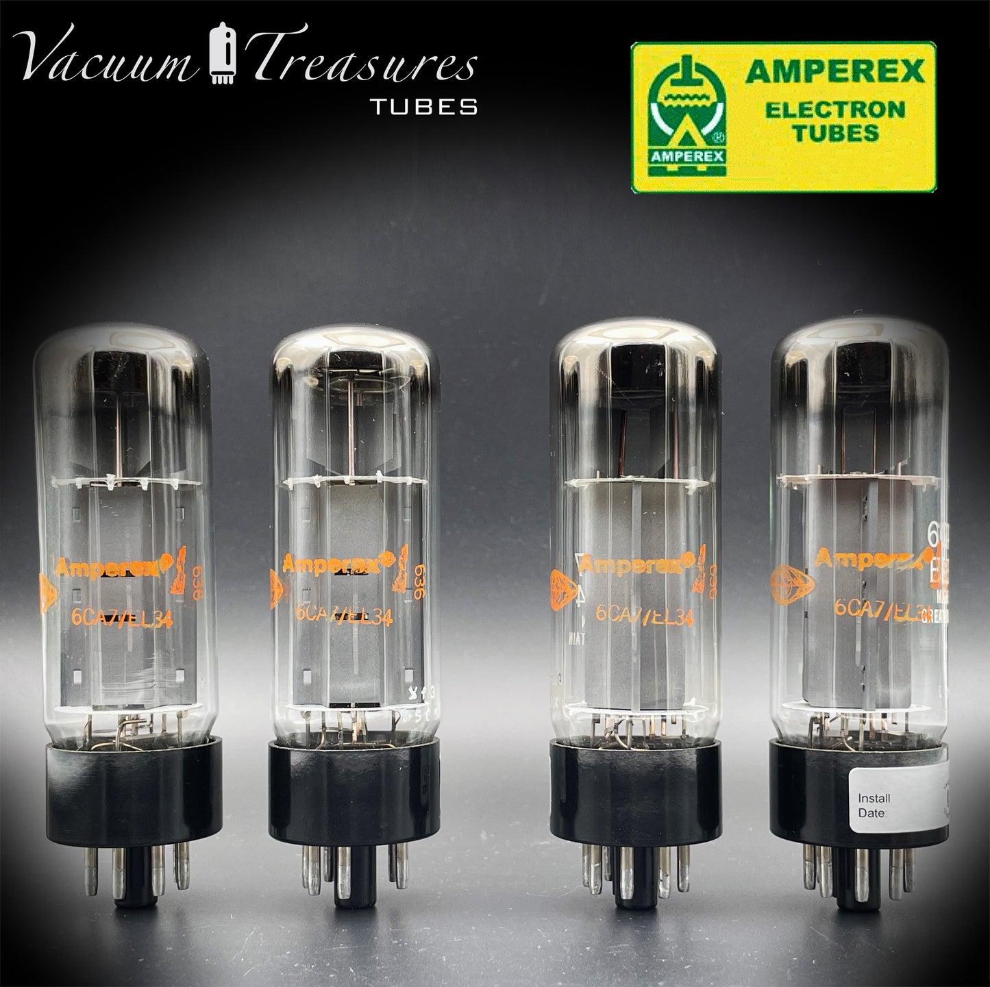 6CA7 ( EL34 ) AMPEREX NOS NIB by Mullard Xf3 Halo Getter Matched Tubes Made in GT. Britain