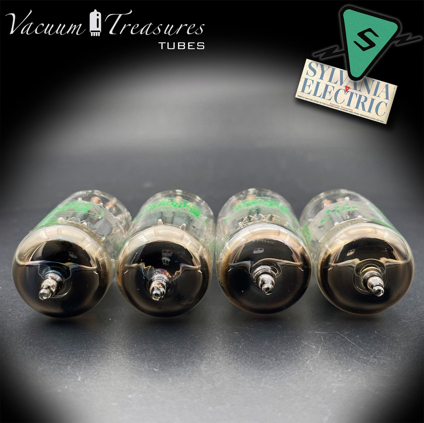 12AX7 / ECC83 Baldwin by Sylvania Matched Quad Long Gray Plates Halo Getter Made in USA