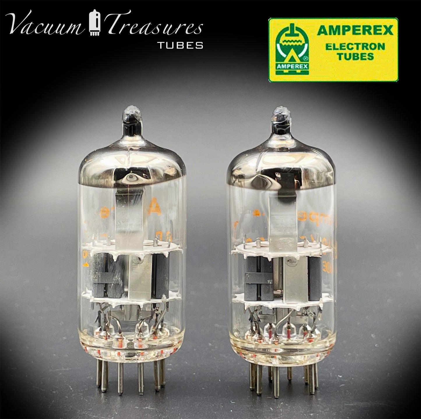 ECC88 ( 6DJ8 ) AMPEREX by Philips (Eindhoven) Disc Dimpled Getter Tubes Made in HOLLAND '60s