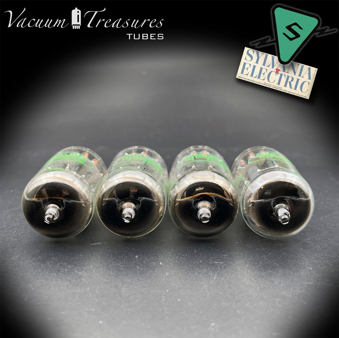 12AX7 / ECC83 NOS Baldwin by SYLVANIA Matched Quad Long Gray Plates Halo Getter USA '61