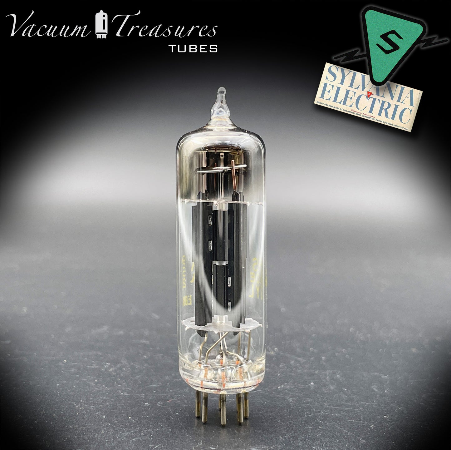 JHS 6X4W EZ90 NOS NIB SYLVANIA Tested Tube Black Plates Square Getter Made in USA '59