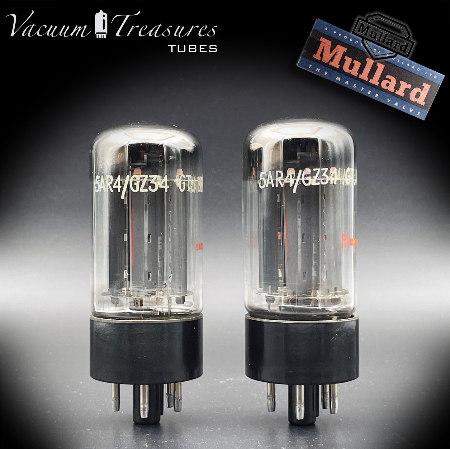 5AR4 ( GZ34 ) NOS MULLARD for HAMMOND, Blackburn plant, 7 Notch Copper Plates, Matched Pair Tubes Rectifiers Made in GT. BRITAIN