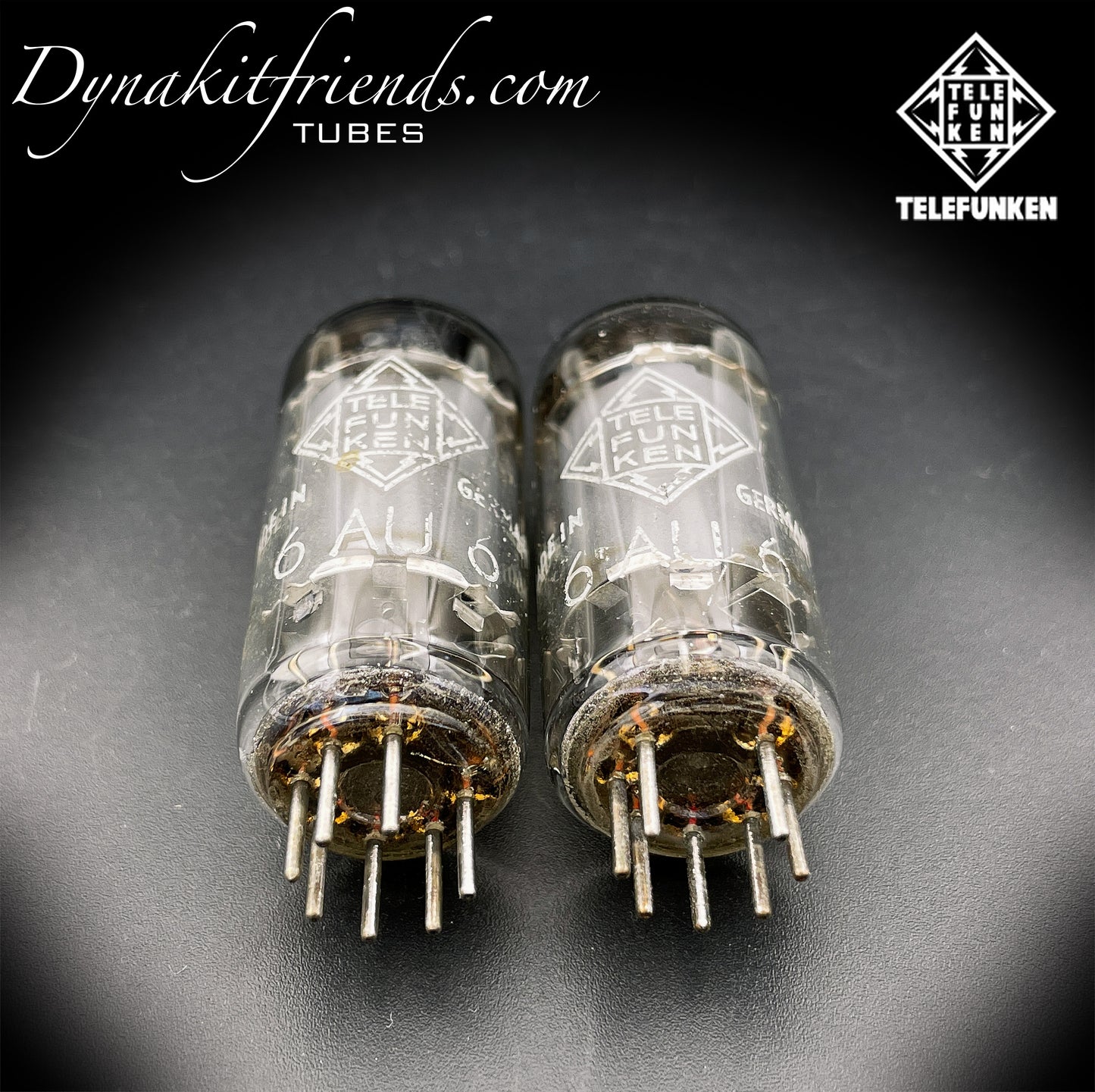 6AU6 ( EF94 ) Telefunken <> Fondo de diamante Mismos códigos Placas grises Getter cuadrado Tubos combinados Hecho en Alemania