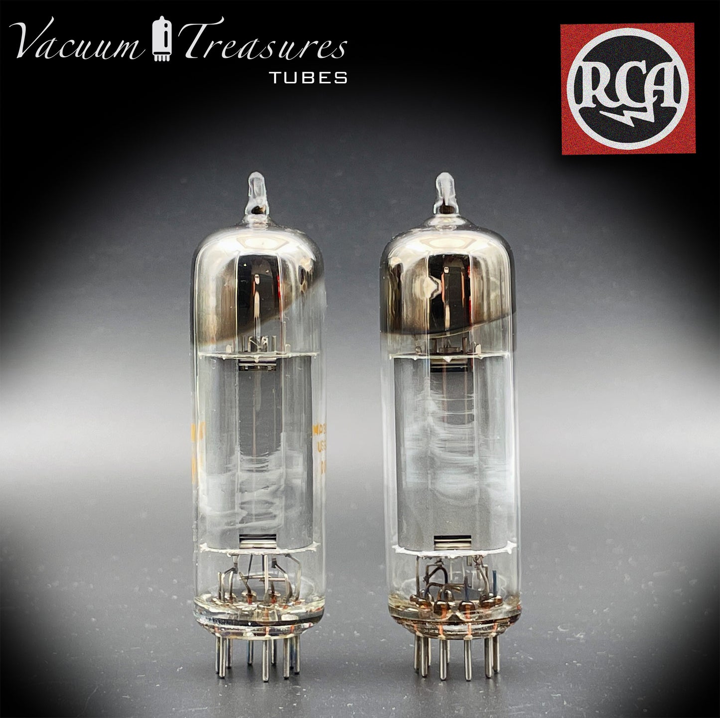 6BQ5 ( EL84 ) RCA NOS NIB Gray Plates Disc Halo Getter Matched Pair Tubes Made in USA '63