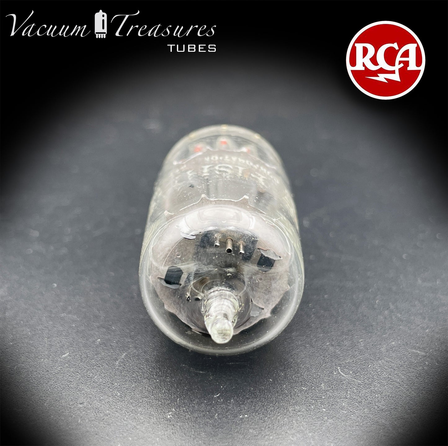 7025 12AX7 RCA Clear Top Long Gray Plates Side D Getter Tested Tube Made in USA '60s