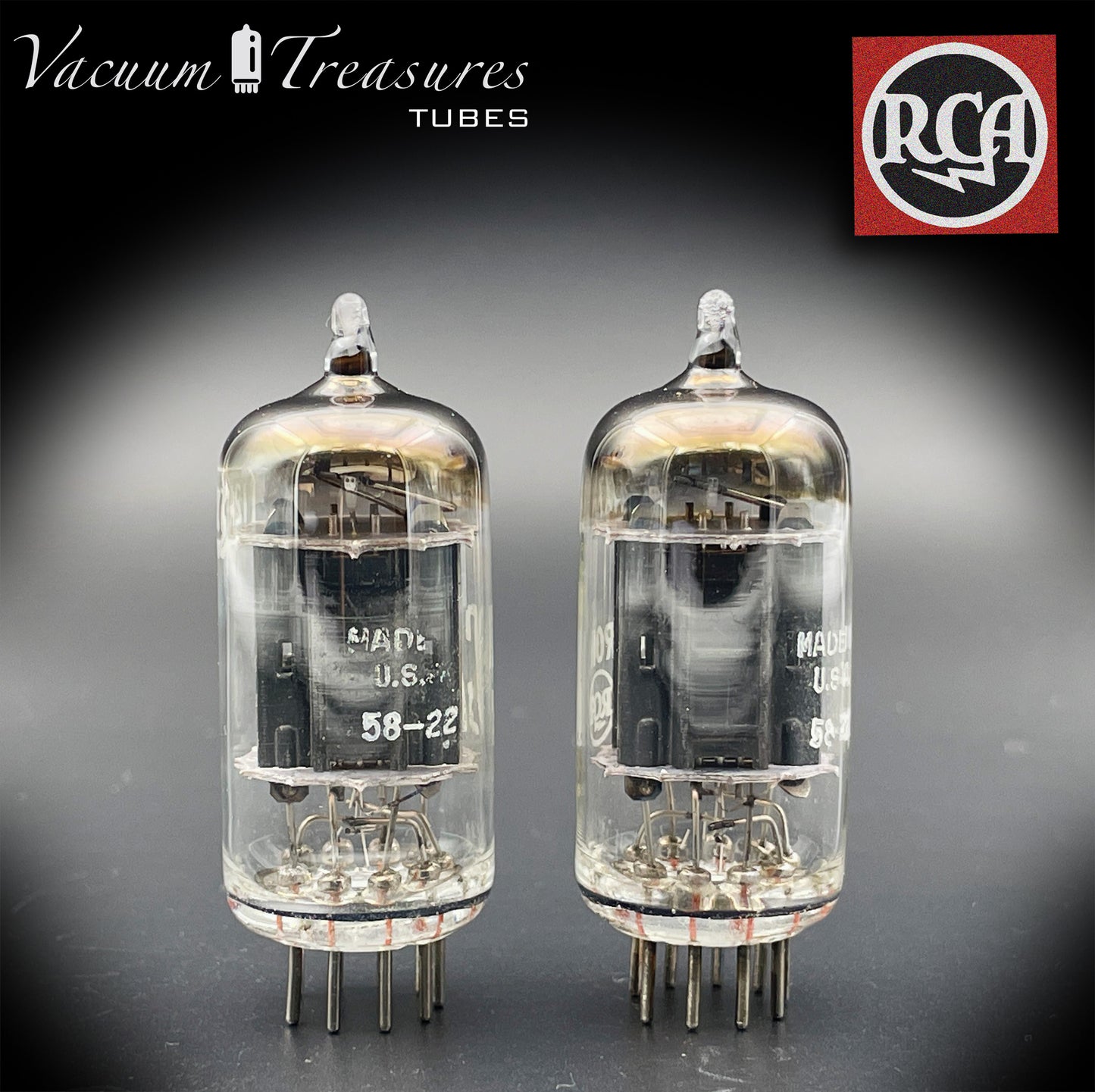 12AX7 (ECC83) NOS RCA Placas largas negras [] Tubos combinados Getter HECHOS EN EE. UU. '58