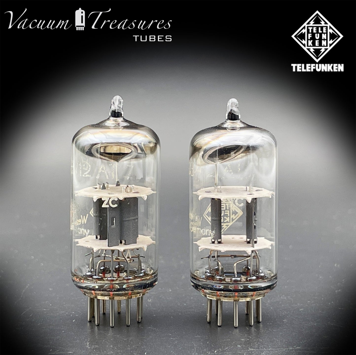 ECC81 ( 12AT7 ) TELEFUNKEN NOS Diamond <> Bottom Tested Pair Tubes & Codes Made In Western Germany