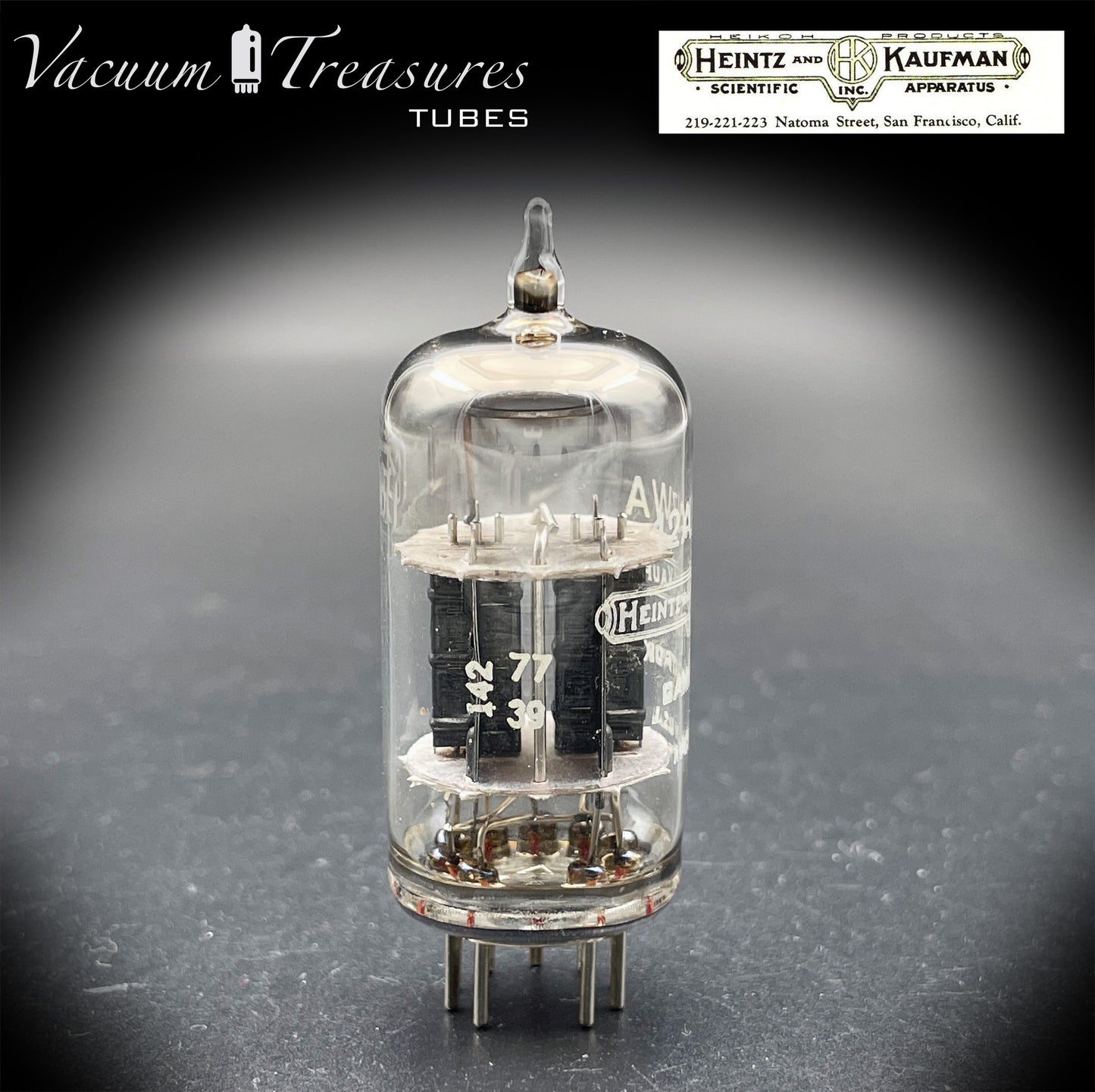 12AU7WA / CV4003 / 6189 Heinz & Kauffman Black Plates Halo Getter Made in USA