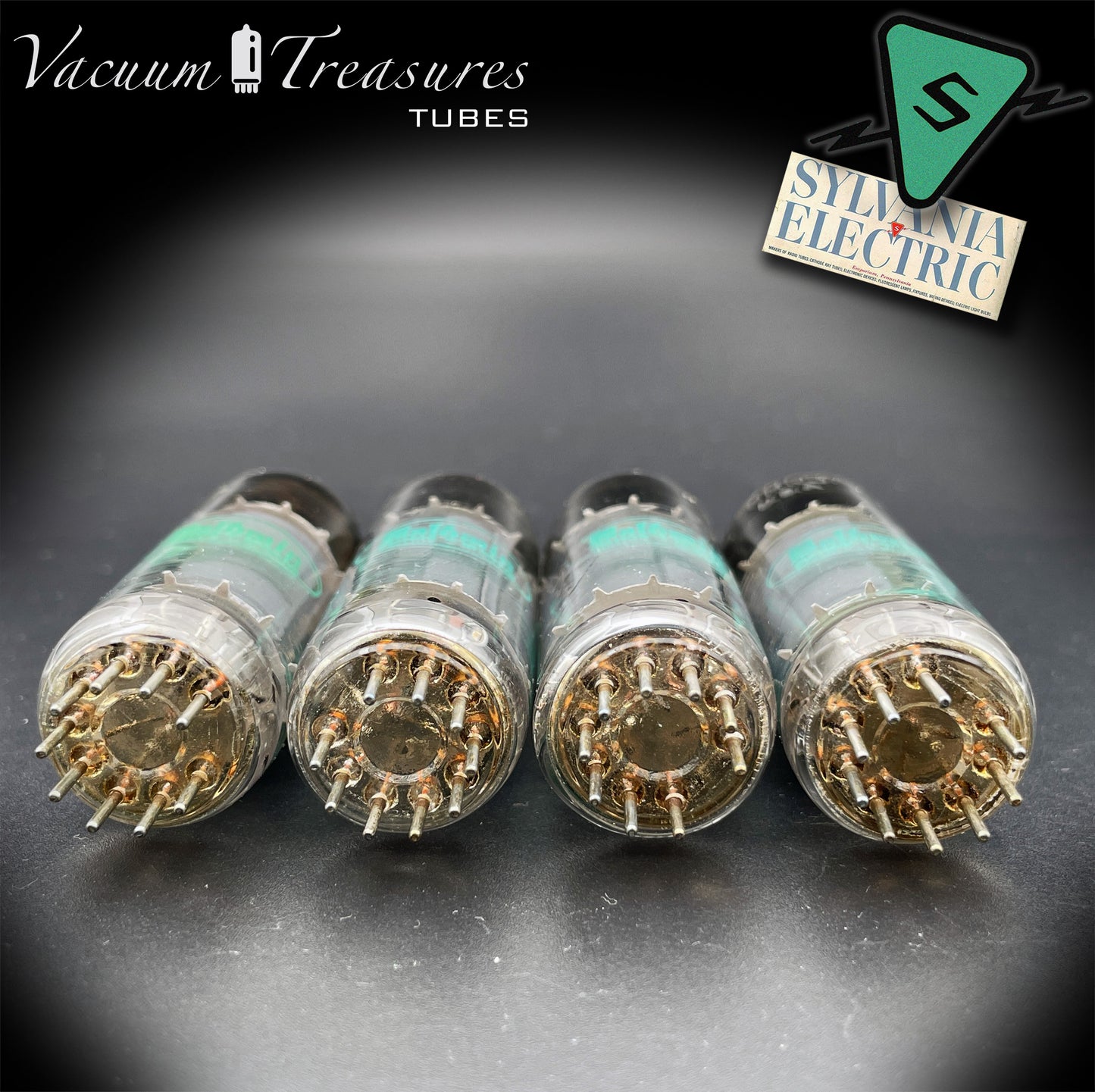 EL84 6BQ5 Baldwin/SYLVANIA Matched Quad Gray Plates Halo Getter Tubes Made in USA '55