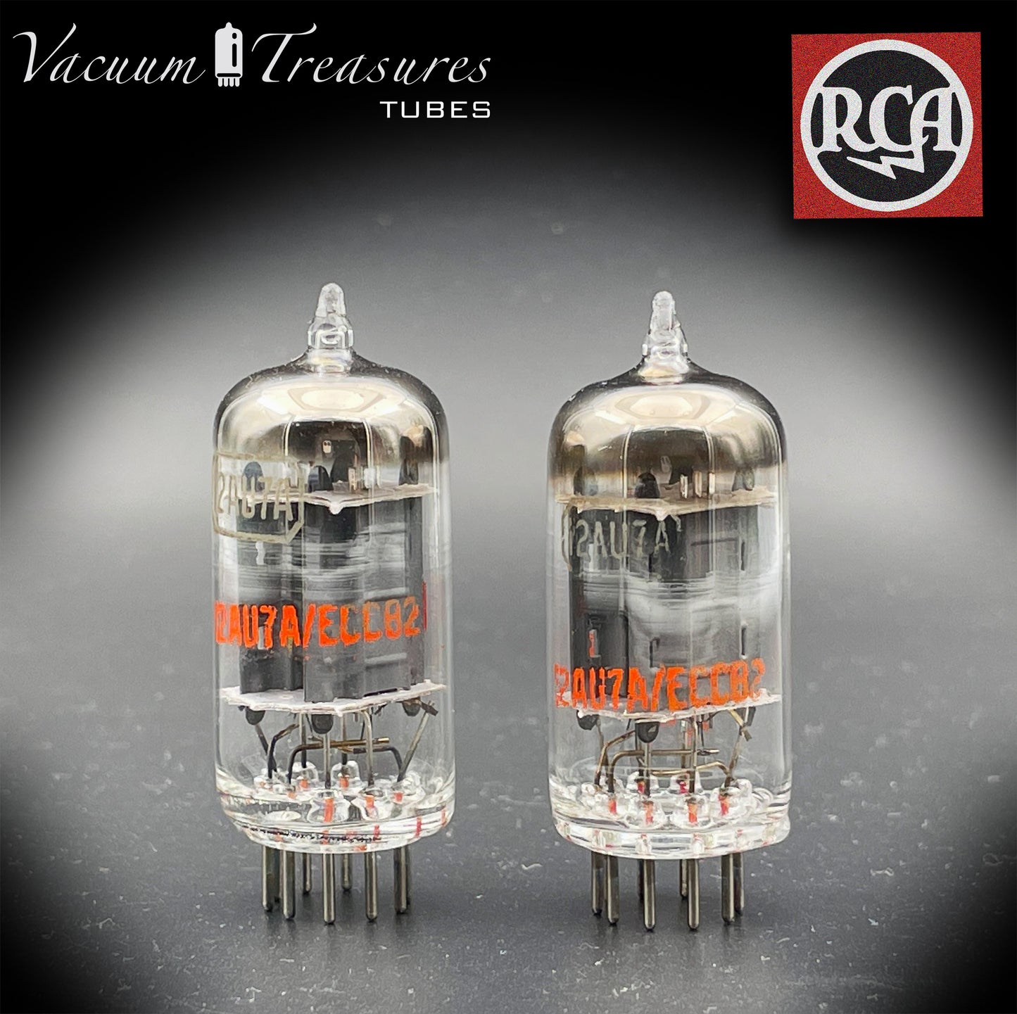 12AU7 A ( ECC82 ) RCA NOS Long Gray Plates Halo Getter Matched Tubes Made in USA