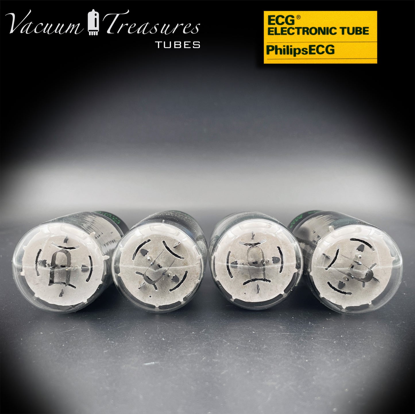 JAN 6L6WGB PHILIPS ECG Matched Quad Gray Plates Side Halo Getter AMPLITREX Tested – Same Date Code – NOS NIB