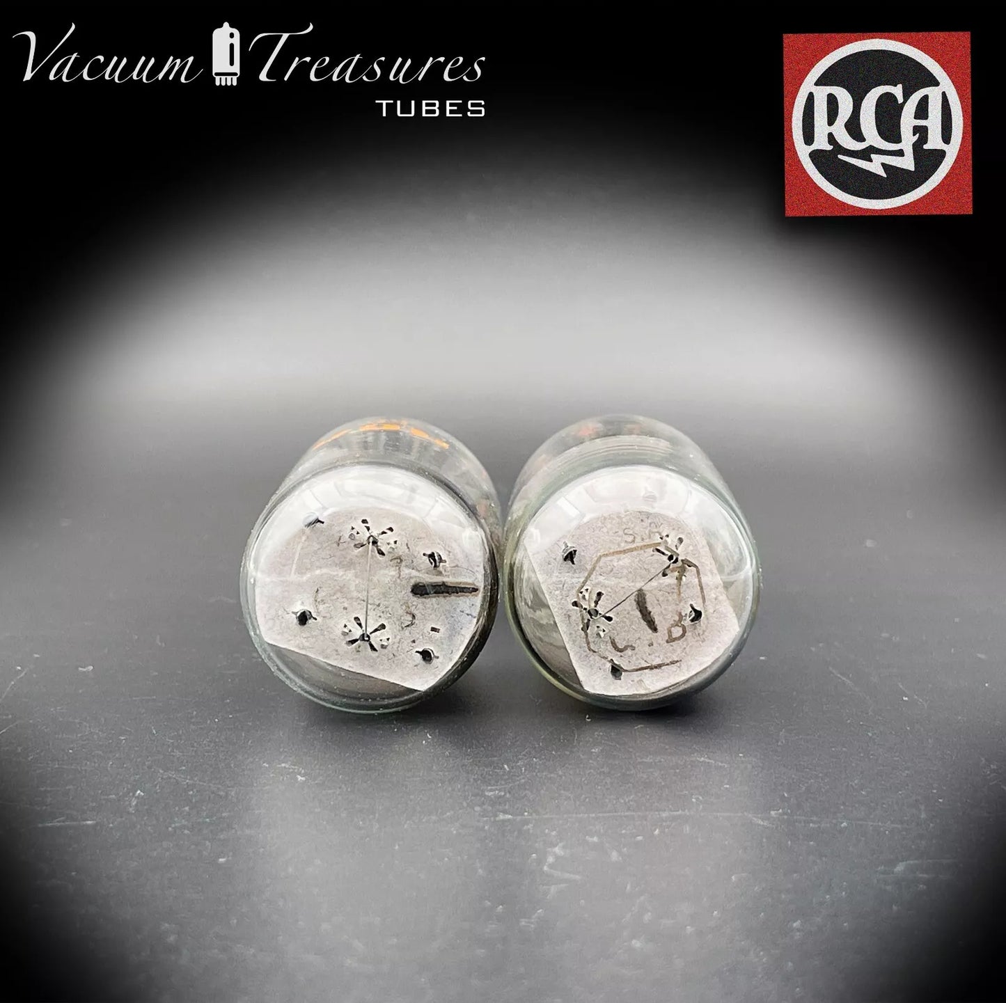 6SN7 GTB RCA NOS NIB Coin Base Black Plates AMPLITREX Matched Pair Tubes Made in USA