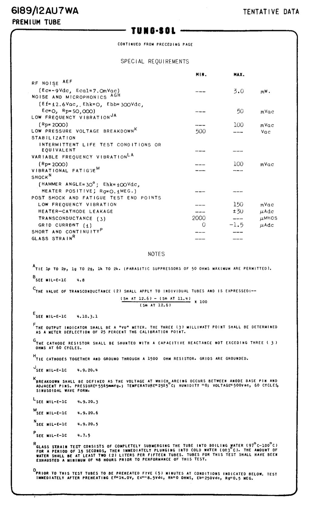 12AU7WA / CV4003 / 6189 Heinz &amp; Kauffman Triple Mica Black Plates Square Getter Made in USA