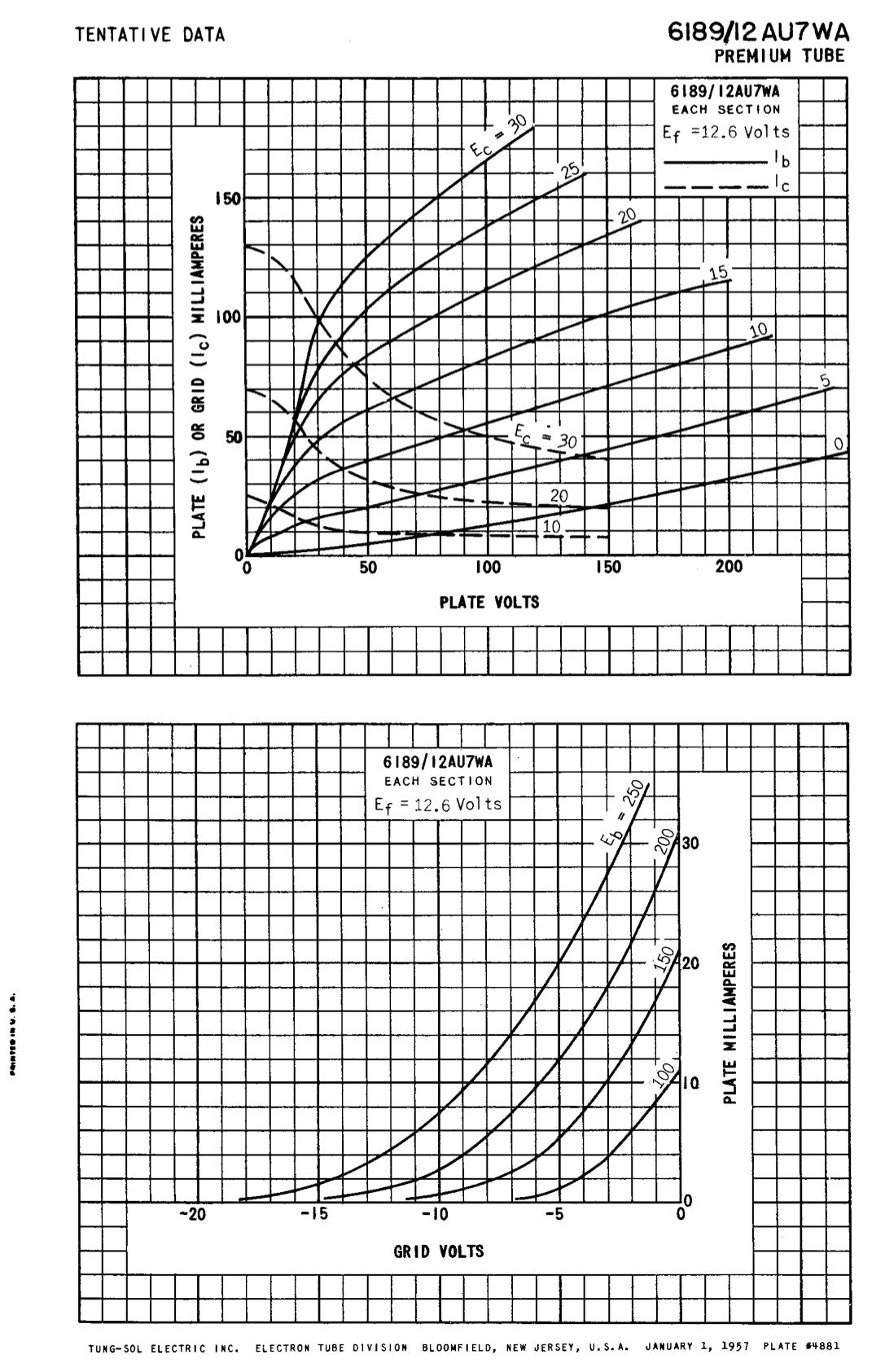 12AU7WA / CV4003 / 6189 Heinz &amp; Kauffman Triple Mica Black Plates Square Getter Made in USA