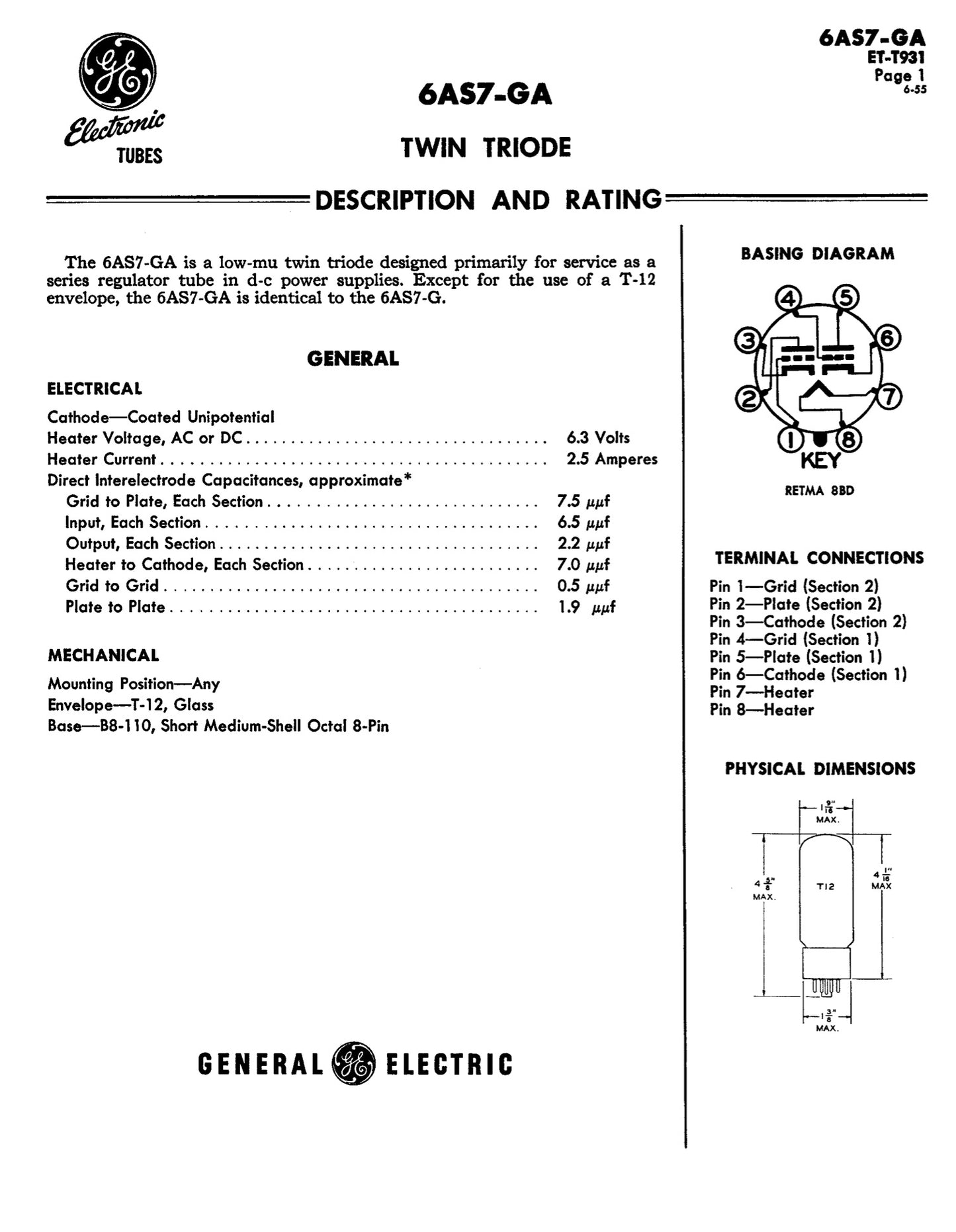 6AS7GA / 6080 GE NOS NIB Black Plate Green Print Matched Pair AMPLITREX Tested