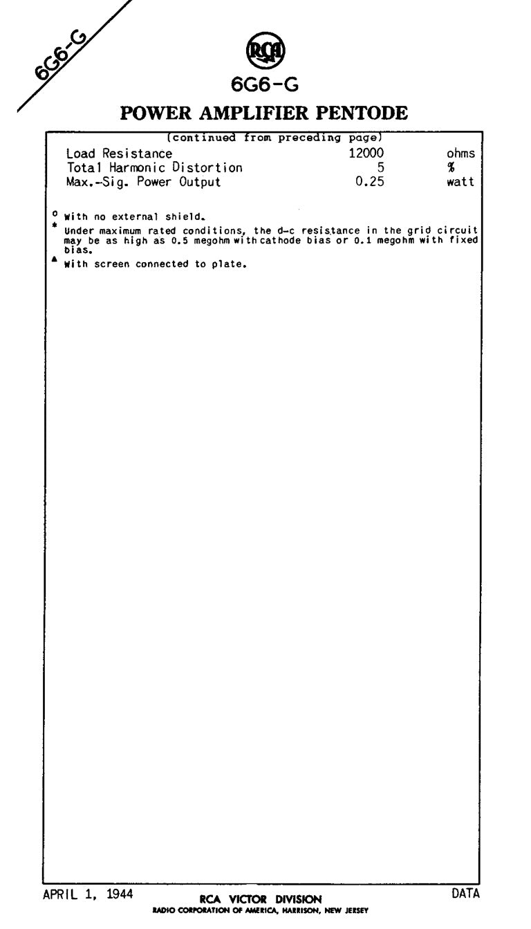 6G6G = VT-198A = 6G6GT RCA NOS NIB Matched Quad Black Plates Square Getter Power Pentode USA