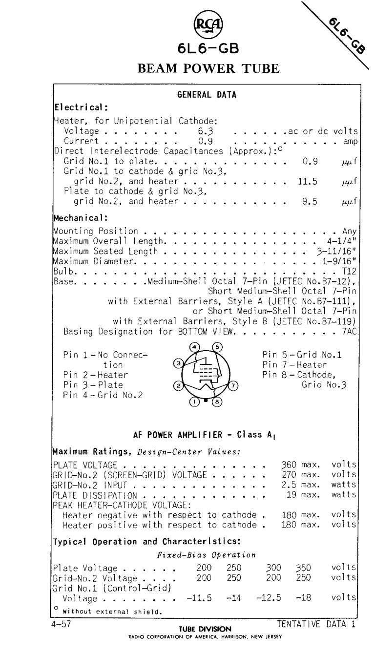 6L6GB RCA Black Plates Double Bottom Getter – Matched Pair – AMPLITREX Tested – Made in USA