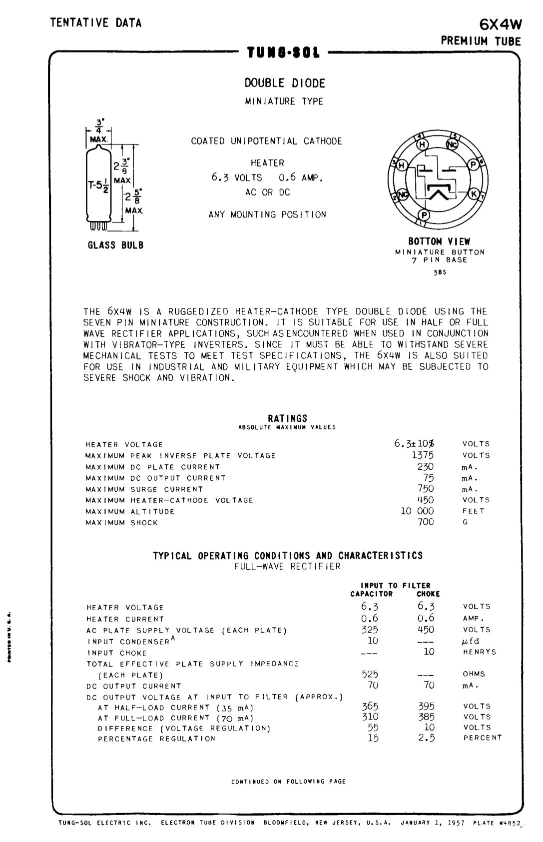 JHS 6X4W EZ90 NOS NIB SYLVANIA Matched Pair Black Plates Square Getter Made in USA '54