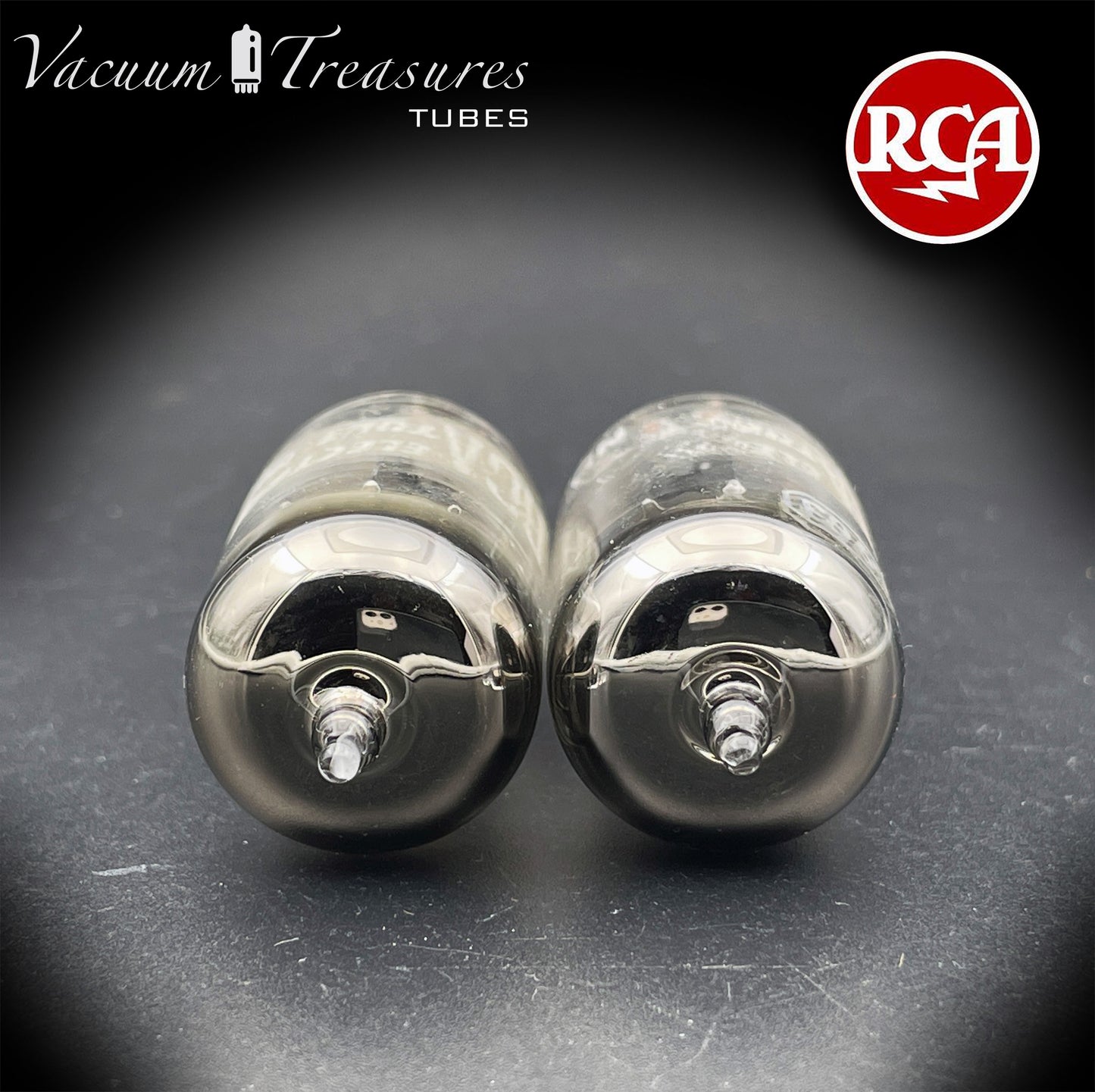 5963 ( 12AU7 ) RCA Matched Pair Long Black Plates Foil Getter AMPLITREX Tested