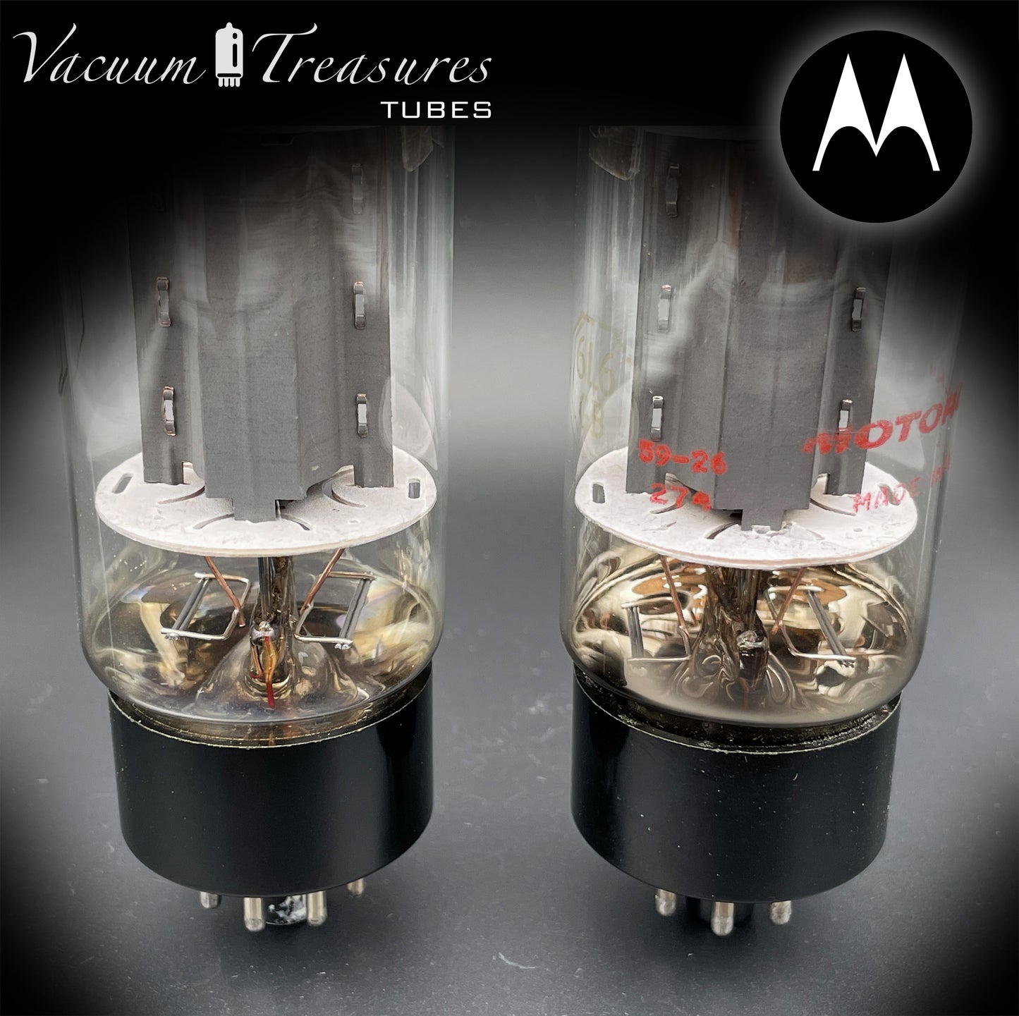 6L6 GB MOTOROLA NOS NIB by RCA Gray Plates DD Getter Matched Pair Tubes MADE IN USA