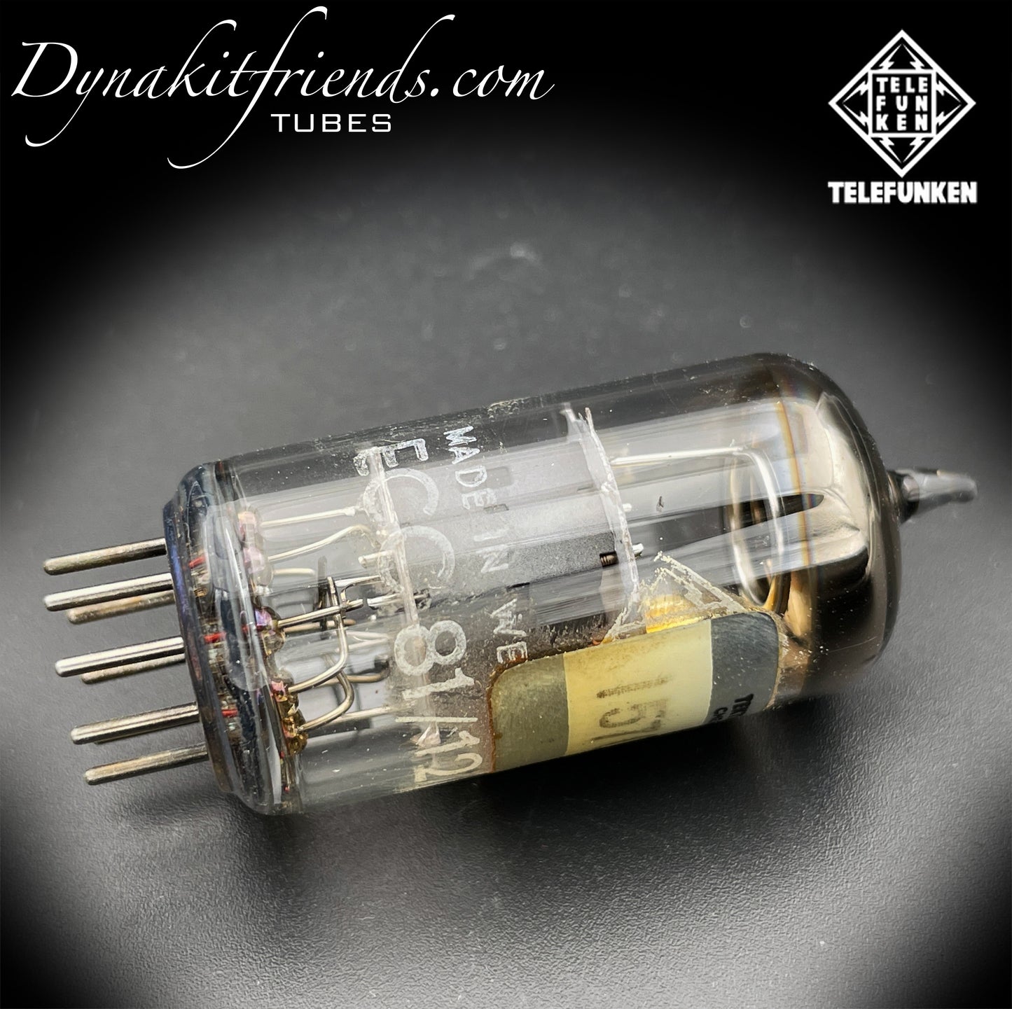 ECC81 ( 12AT7 ) TELEFUNKEN Berlin factory code B fn 24 Diamond <> Bottom Tested Tube Made In Western Germany