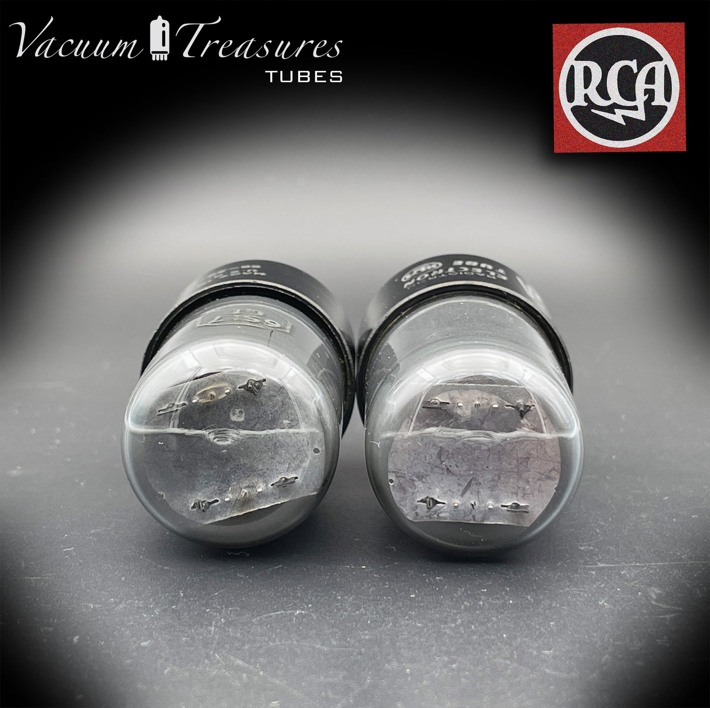 6SL7 GT ( VT-229 ) RCA NOS Black Plates Legendary Grafite Glass Square Getter Tested Pair Tubes Made in USA '50s