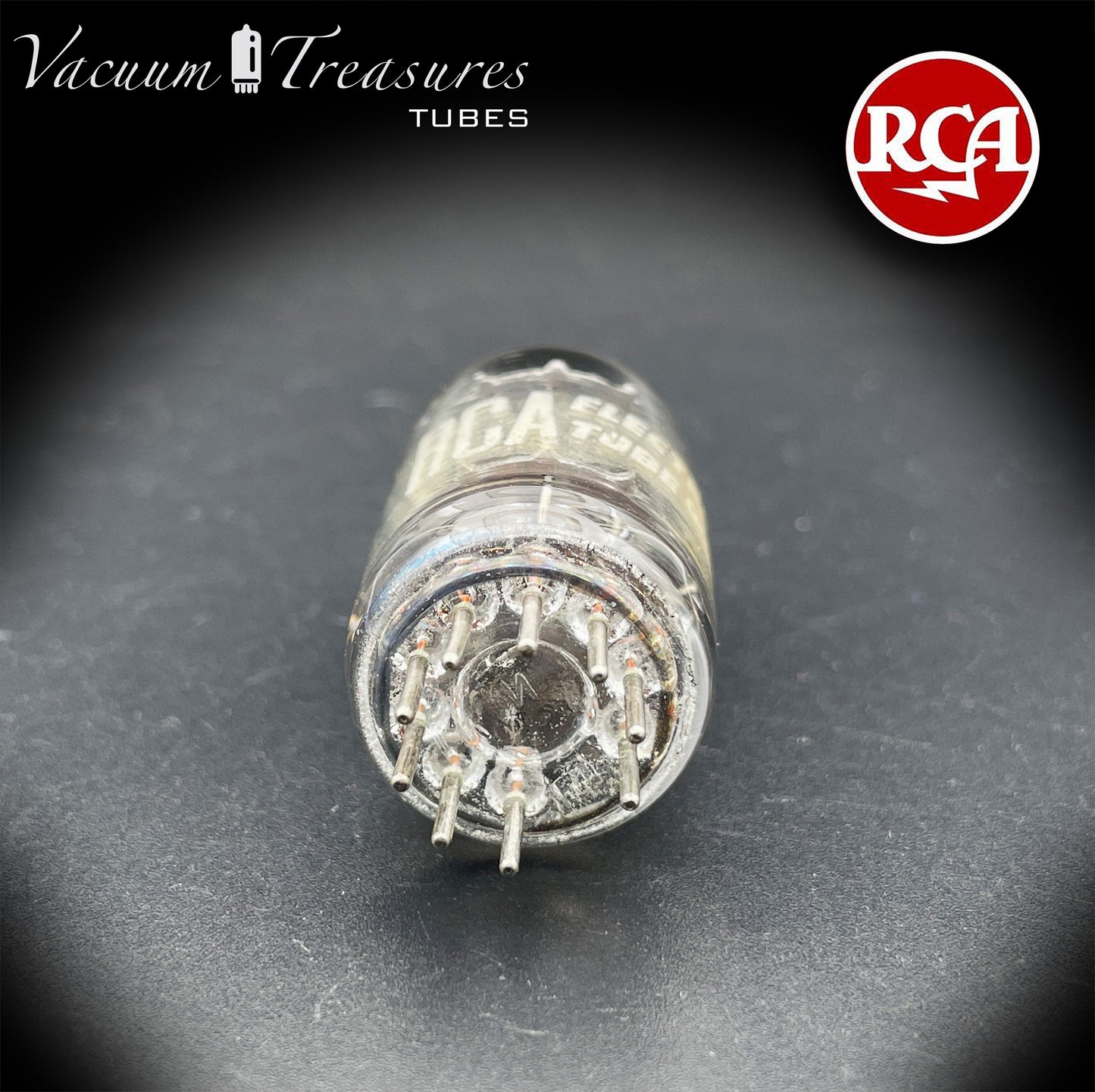 12AX7 ECC83 NOS RCA Long Black Plates Yellow Tip Square Getter Tested Tube USA 1955