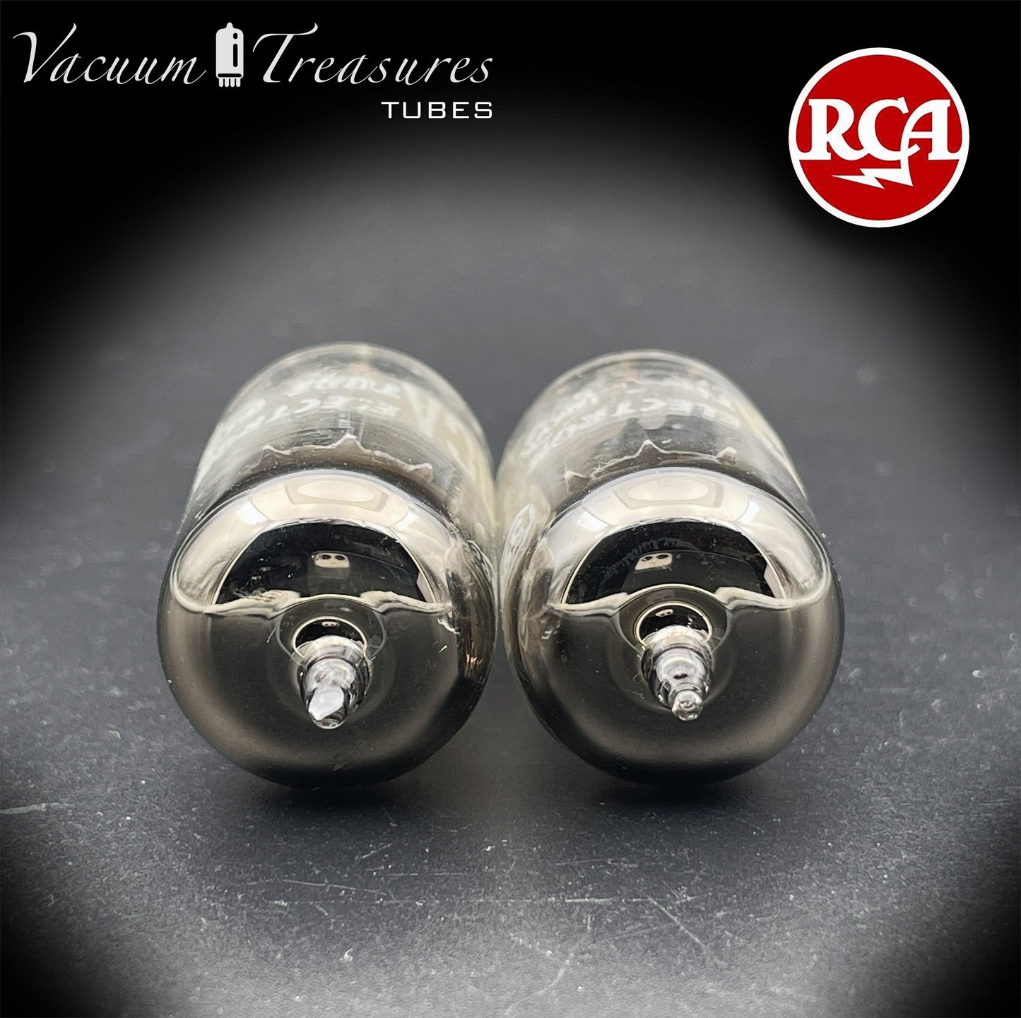 5963 ( 12AU7 ) RCA Matched Pair Long Black Plates Foil Getter AMPLITREX Tested