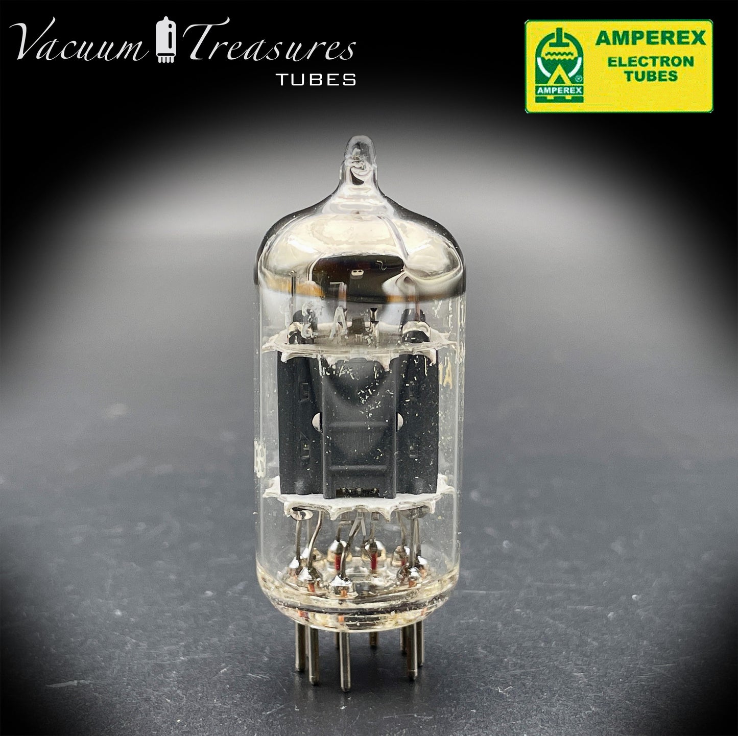 12AX7 / ECC83 NOS AMPEREX Bugle Boy Short Plates Halo Getter Tested Tube MADE IN HOLLAND