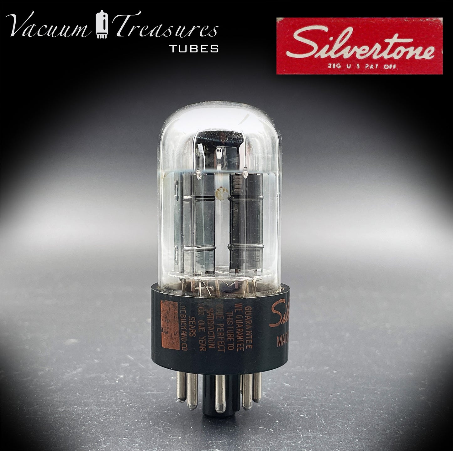 6SN7GTB NOS NIB Silvertone by SYLVANIA CHROME TOP Tested Tube Black Plates USA