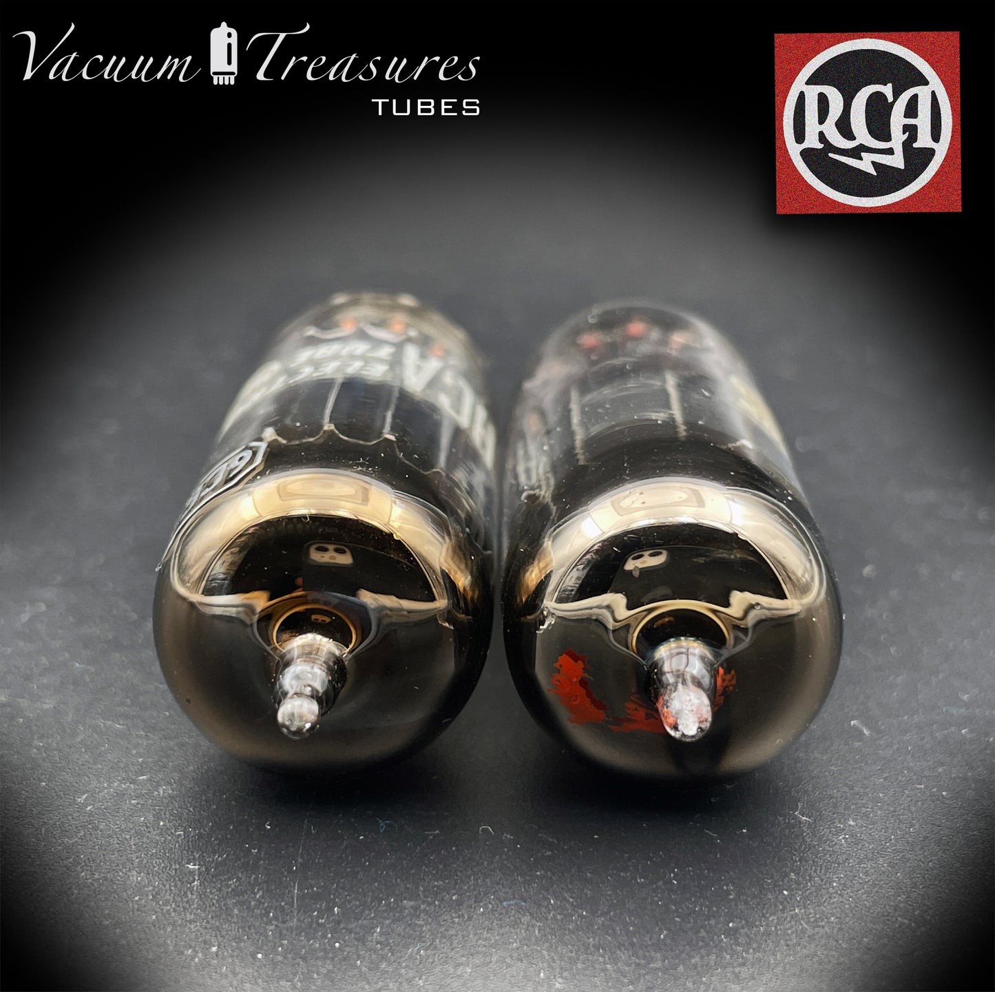 6CG7 ( 6FQ7 ) RCA Triple Black Plates Horse Shoe Getter Tested Pair Tubes Made in USA