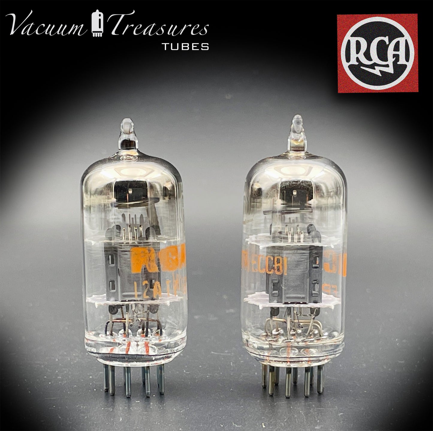 ECC81 ( 12AT7 ) RCA NOS NIB Gray Plates Halo Getter Matched Tubes MADE IN USA