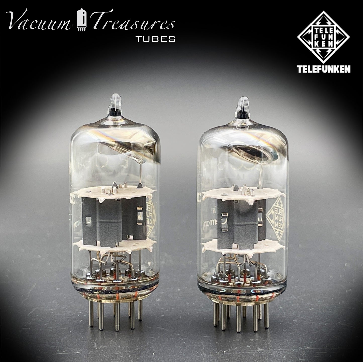 ECC81 ( 12AT7 ) TELEFUNKEN NOS Diamond <> Bottom Tested Pair Tubes & Codes Made In Western Germany