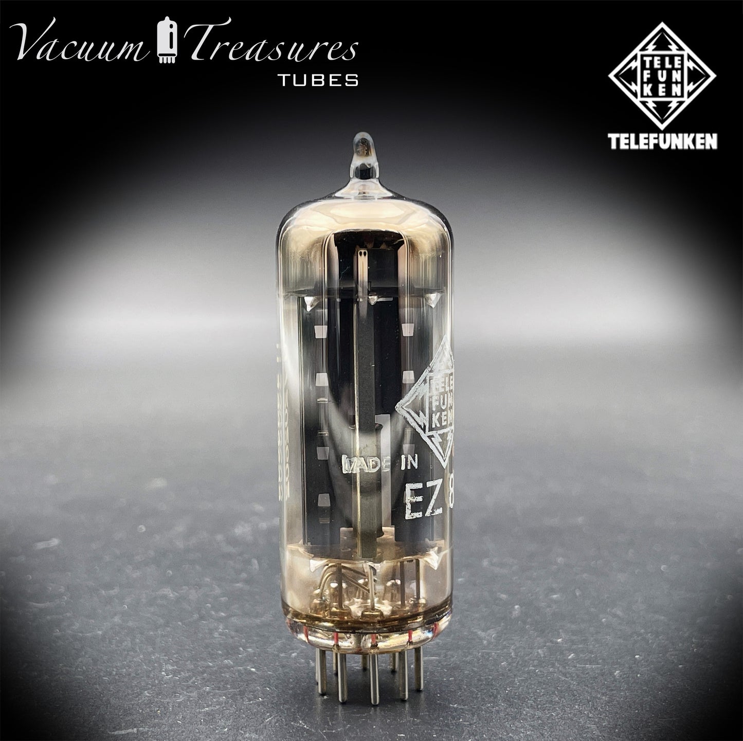 EZ80 / 6V4 TELEFUNKEN Ulm Diamond Bottom Halo Getter Rectifier Tube Made in Germany