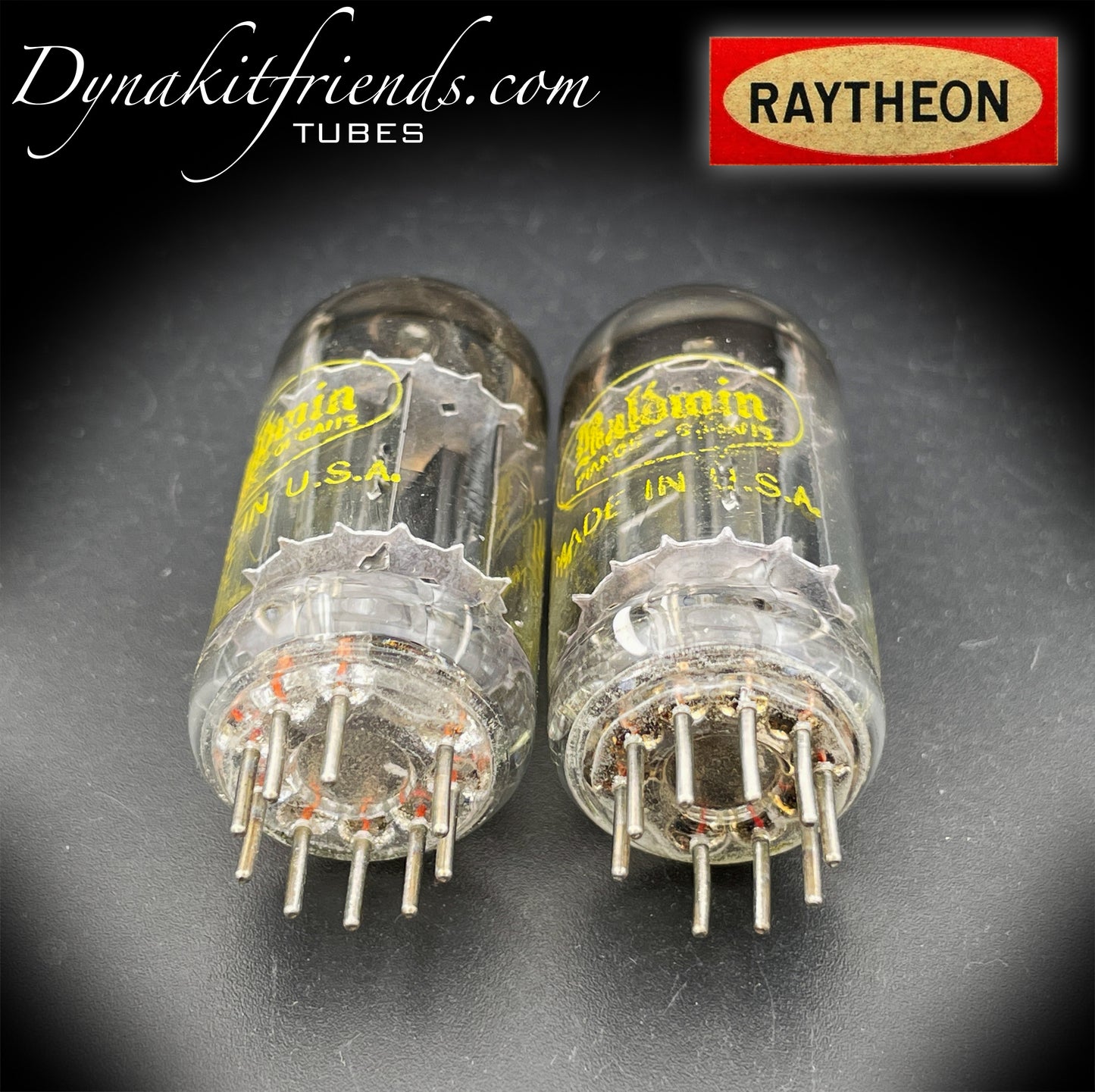 12AU7 ( ECC82 ) RAYTHEON NOS Long Black Plates Halo Getter Matched Tubes Made in USA '59