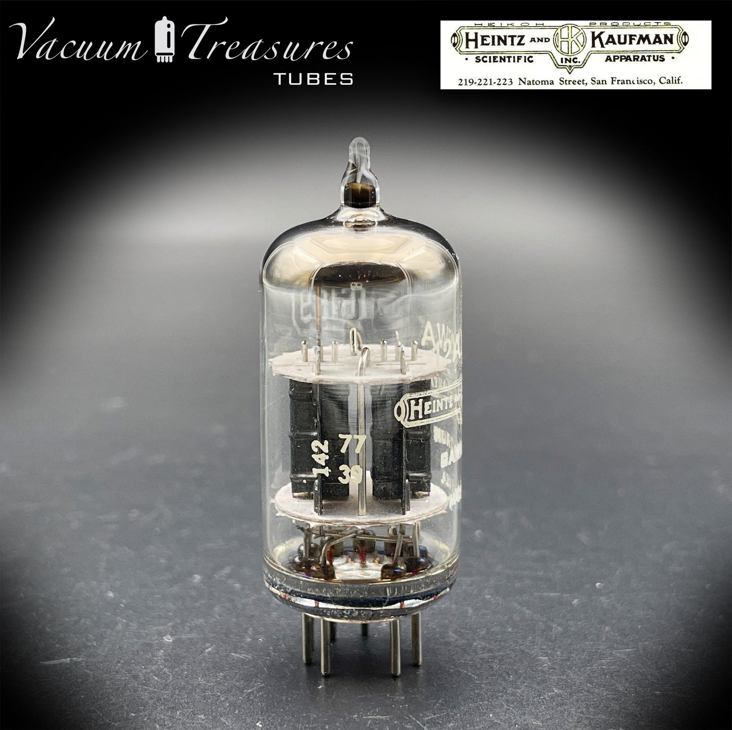 12AU7WA / CV4003 / 6189 Heinz & Kauffman Black Plates Halo Getter Made in USA