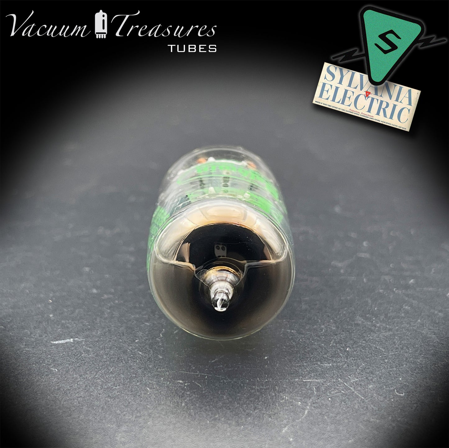 12AX7 ECC83 Baldwin by Sylvania Long Gray Plates Halo Getter Tested Tube USA