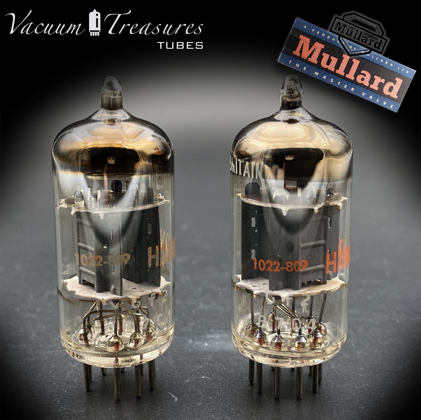 12AU7 ( ECC82 ) MULLARD Blackburn Short Plates Matched Pair Tubes Made in GT. BRITAIN