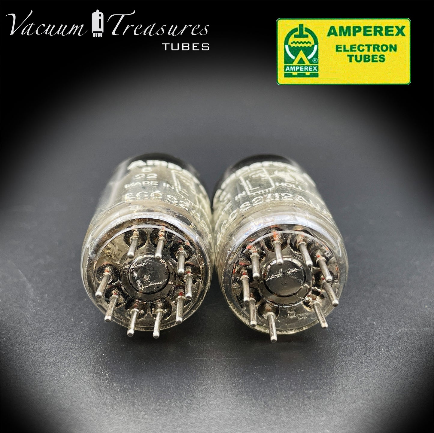 ECC82 ( 12AU7 ) CV491 Amperex Bugle Boy 17mm Plates Foil Getter Matched Valve Tubes K65 MADE IN HOLLAND