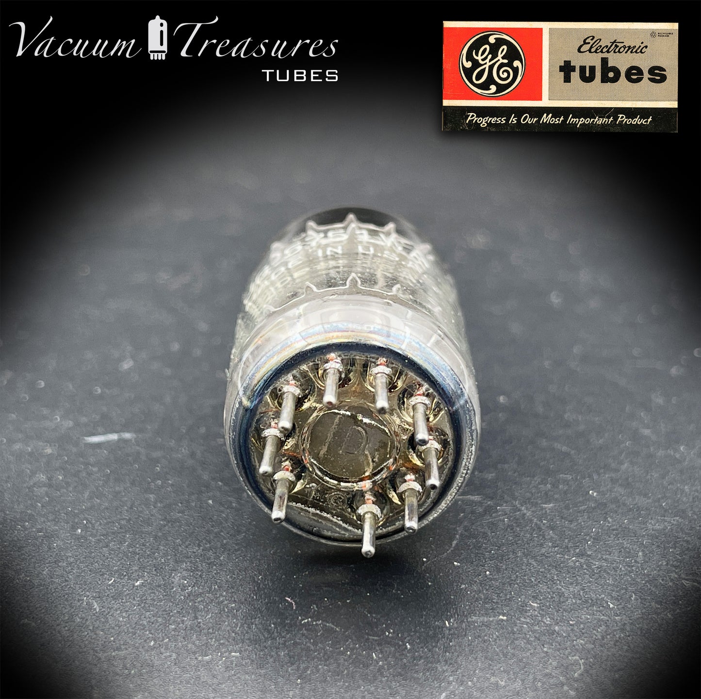 JG 5751 WA GE NOS Triple Mica Black Plates Amplitrex Tested Tube Made in USA '56