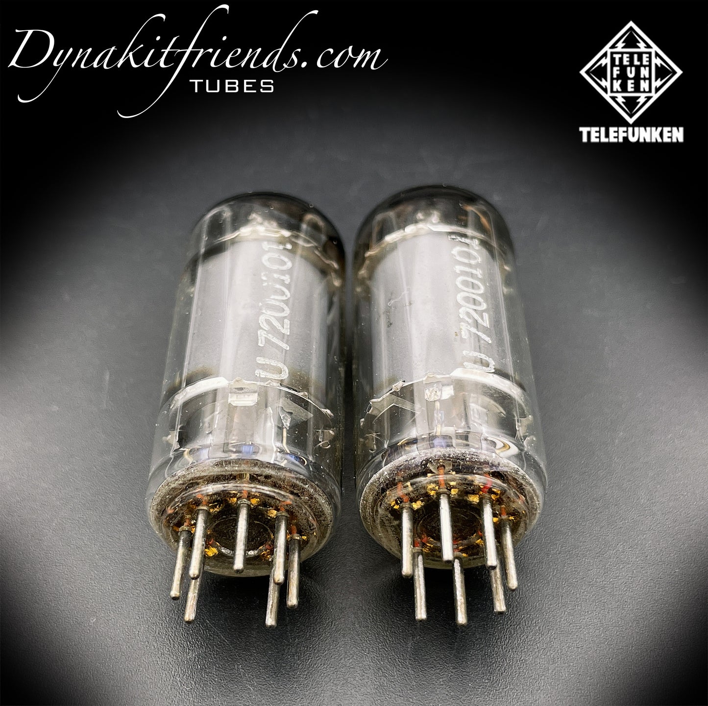 6AU6 ( EF94 ) Telefunken <> Diamond bottom Same Codes Gray Plates Square Getter Matched Tubes Made in Germany