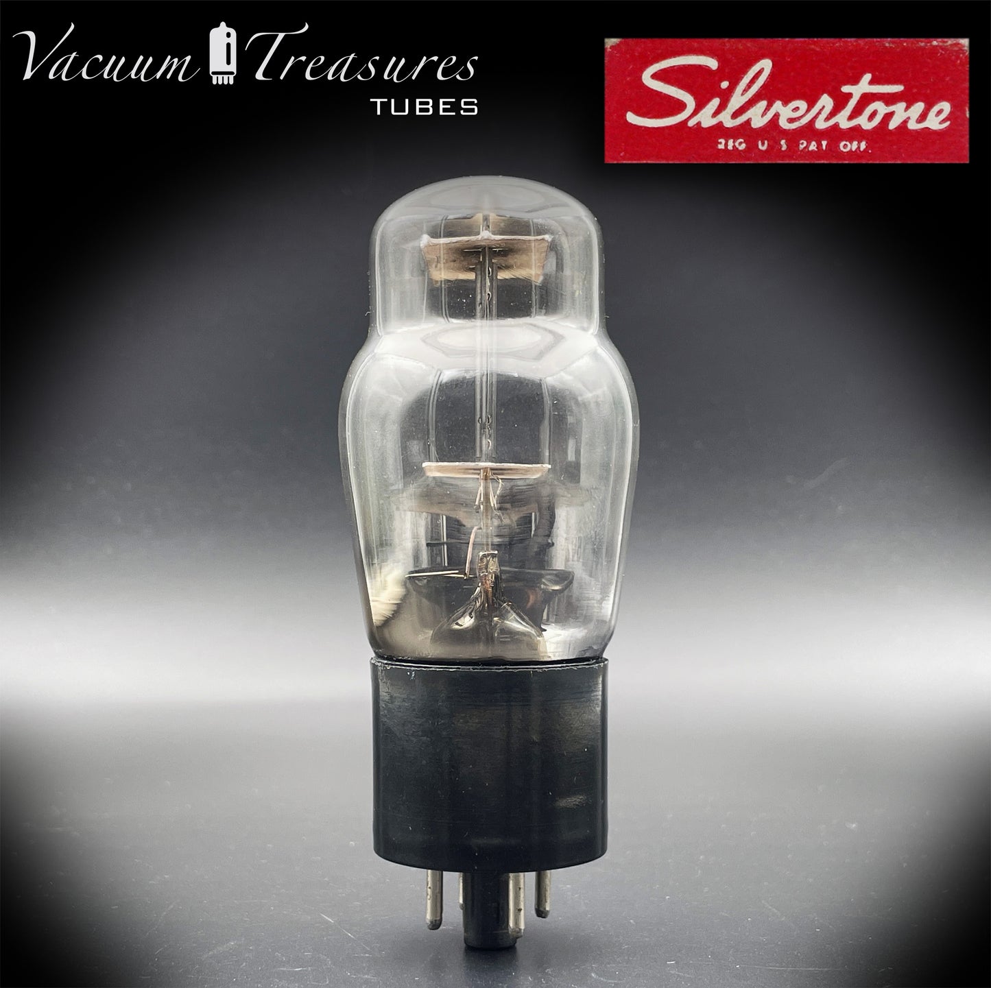 5V4G GZ32 SILVERTONE ST Shape Black Plates Bottom Square Getter Tested Tube Made in USA '51