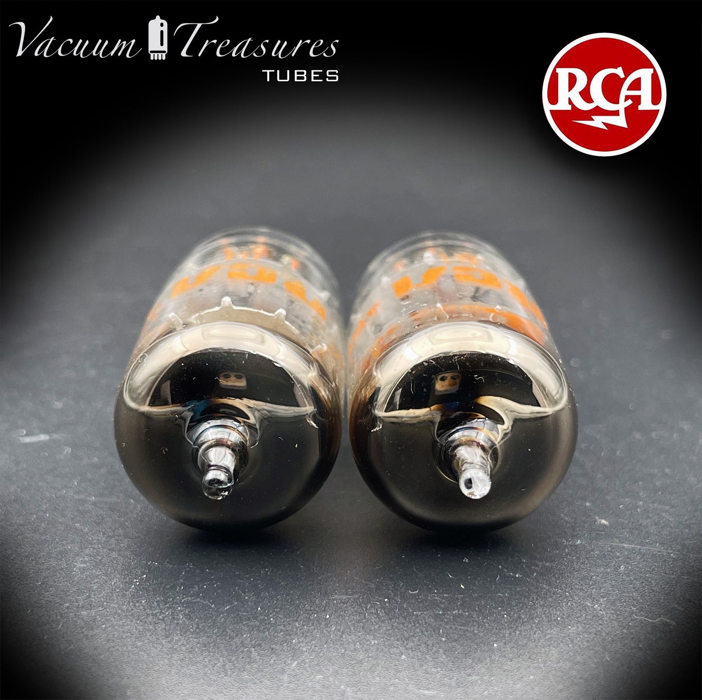 12AU7A / ECC82 NOS RCA Matched Pair Tubes - Long Gray Plates Halo Getter USA