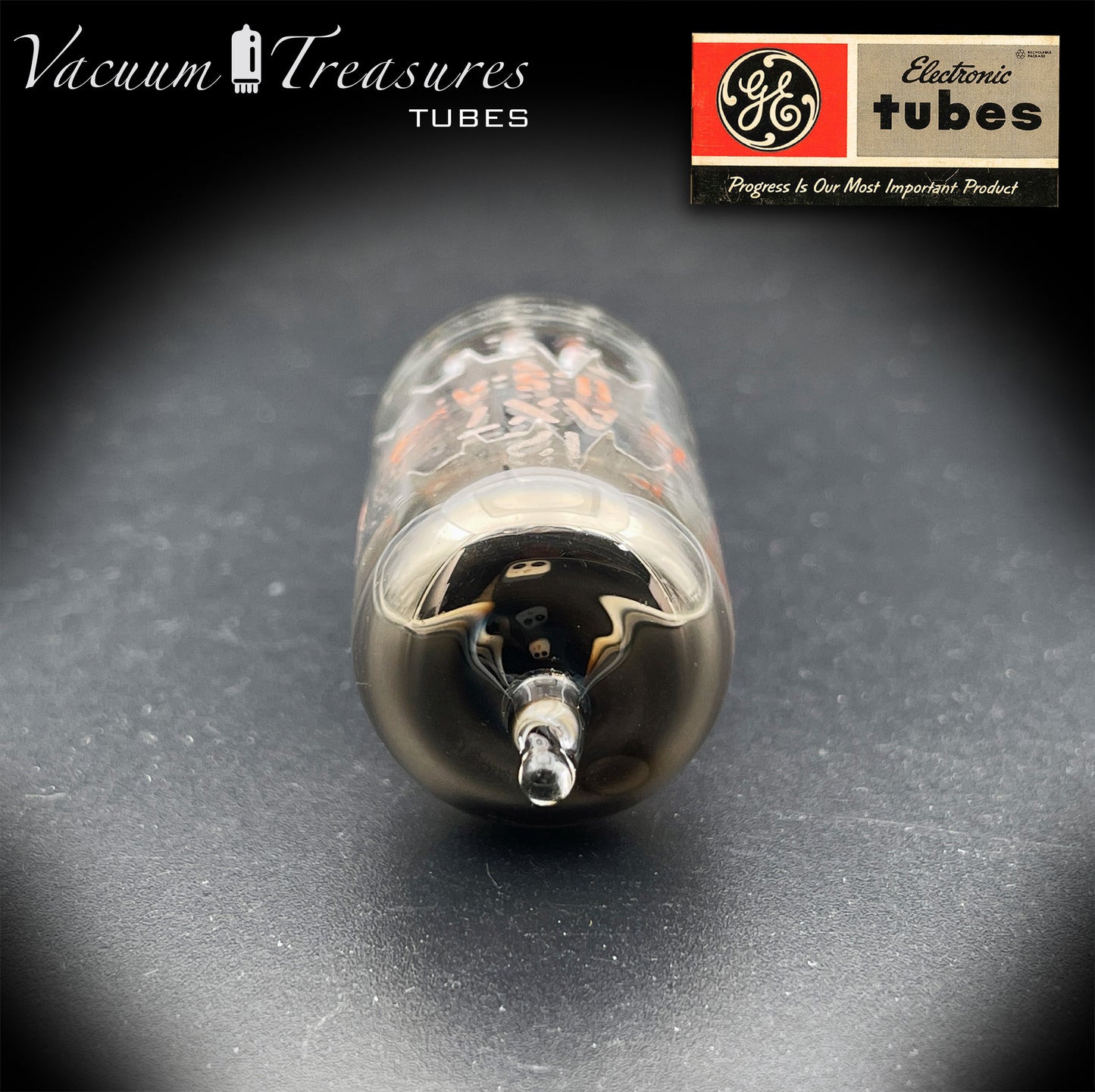 12AX7 / ECC83 GE NOS Short Gray Plates Halo Getter Tested Tube Made in USA