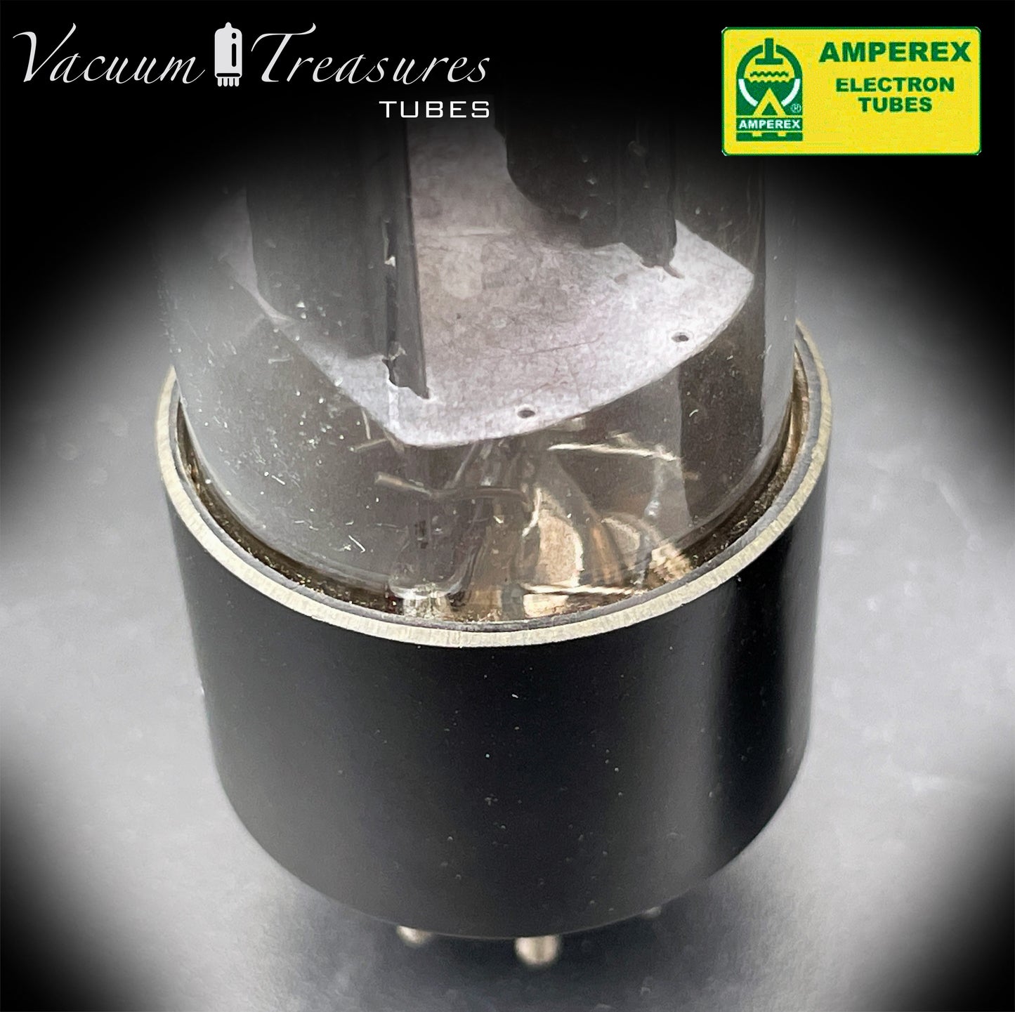 6SL7GT AMPEREX GLOBE AMPLITREX Tested Pair Black Plates Square Getter Tubes USA 60s