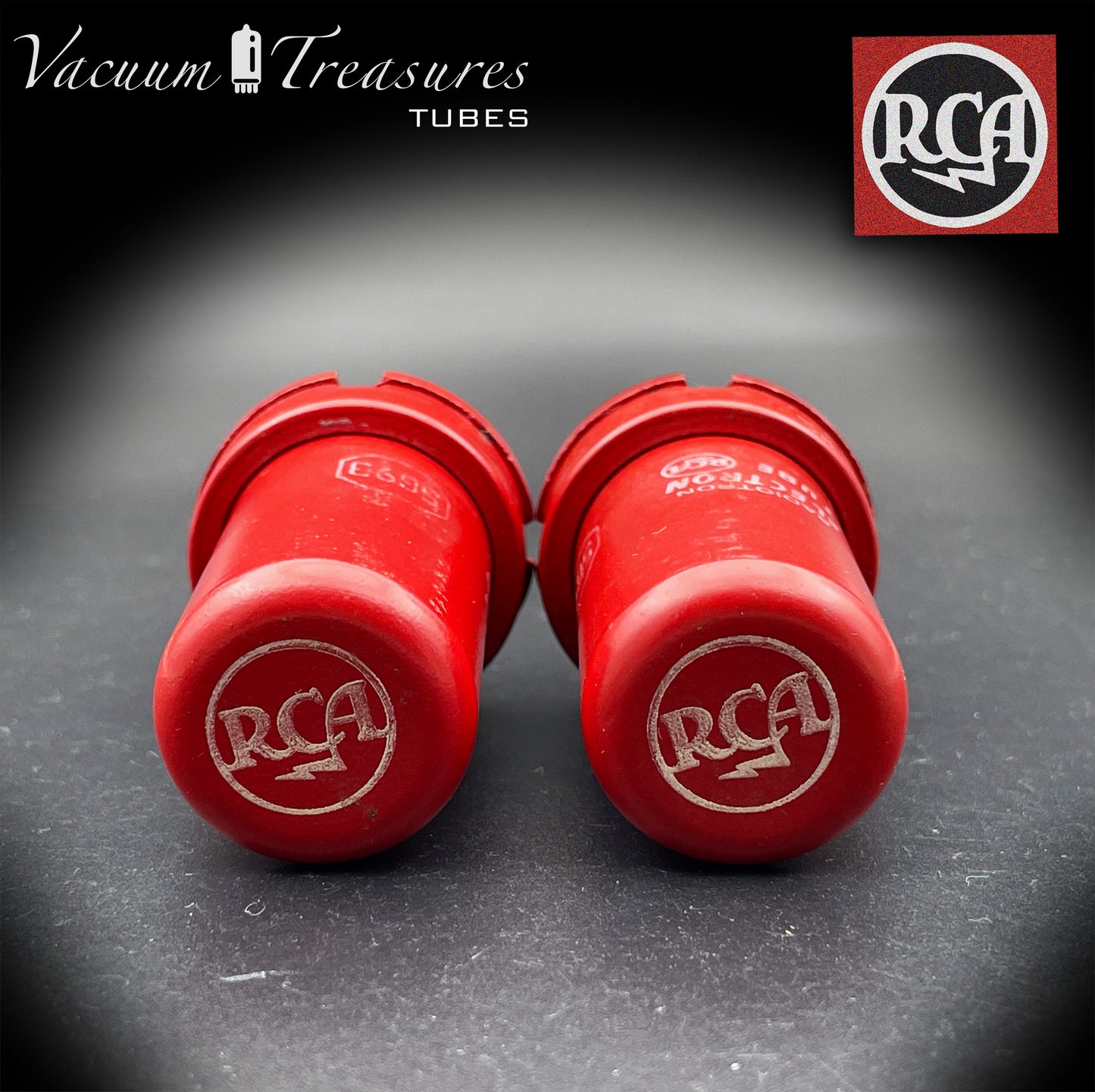 5693 ( CV3699 ) RCA NOS SPECIAL RED AMPLITREX Matched Pair Tubes MADE IN USA '52
