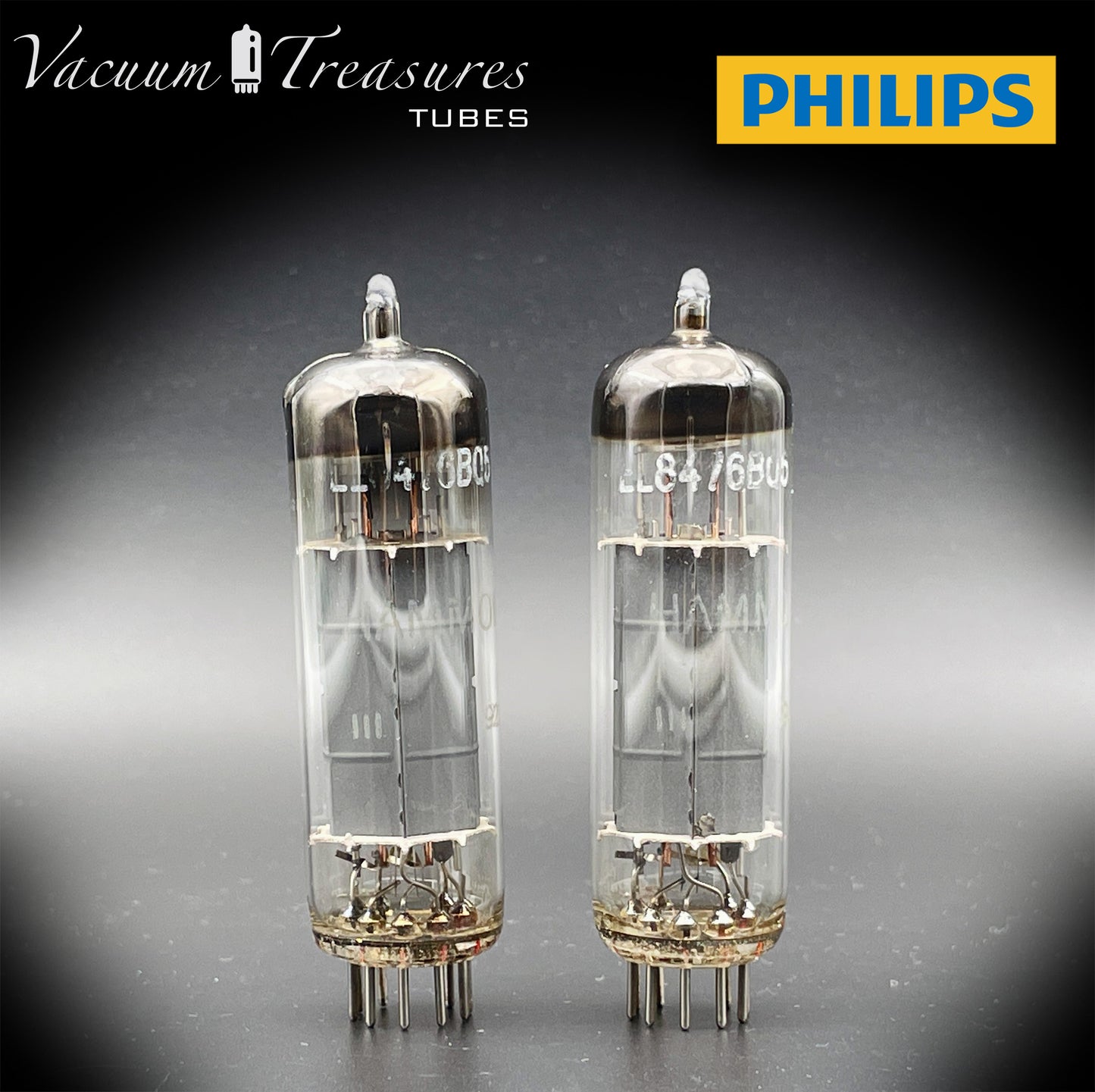 6BQ5 ( EL84 ) PHILIPS Gray Plates Halo Getter rX3 Matched Tubes Made in AUSTRIA '50s