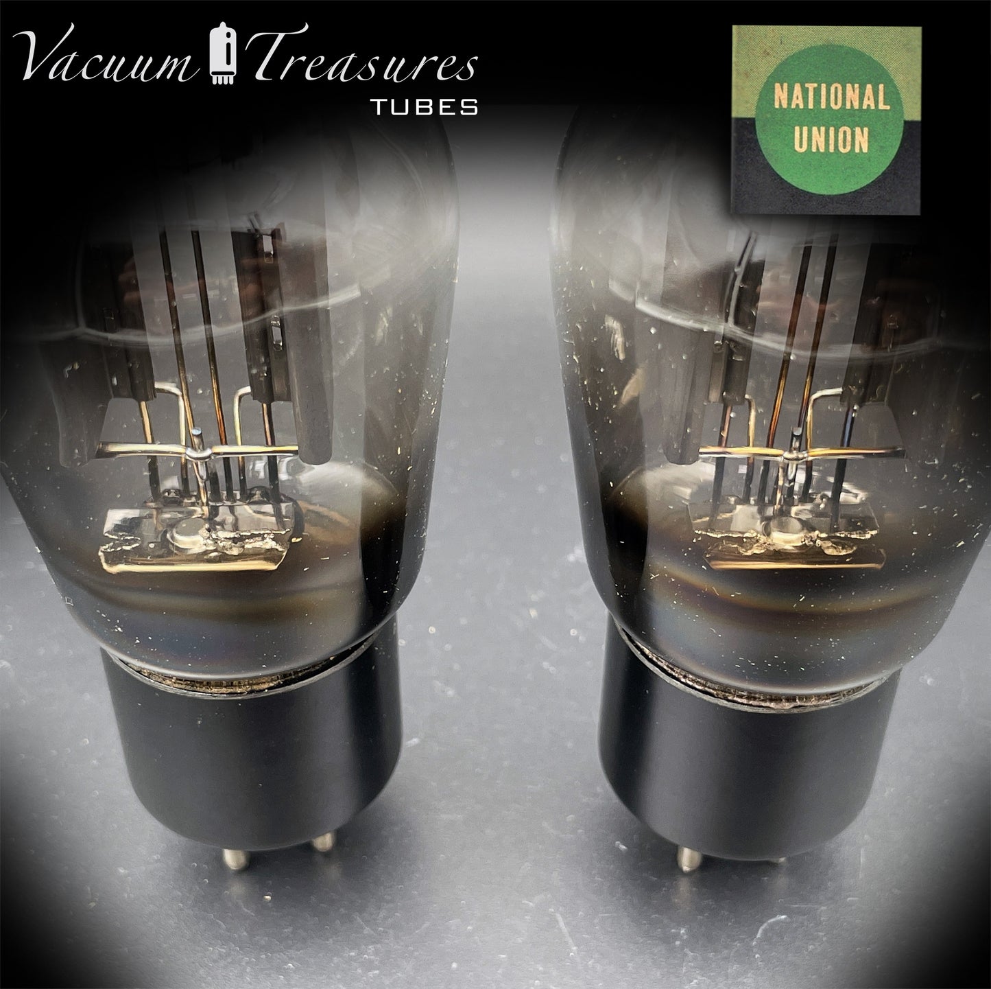 5Z3 VT-145 NATIONAL UNION NOS NIB Matched Pair Hanging Filaments Black Plates Foil Getter USA